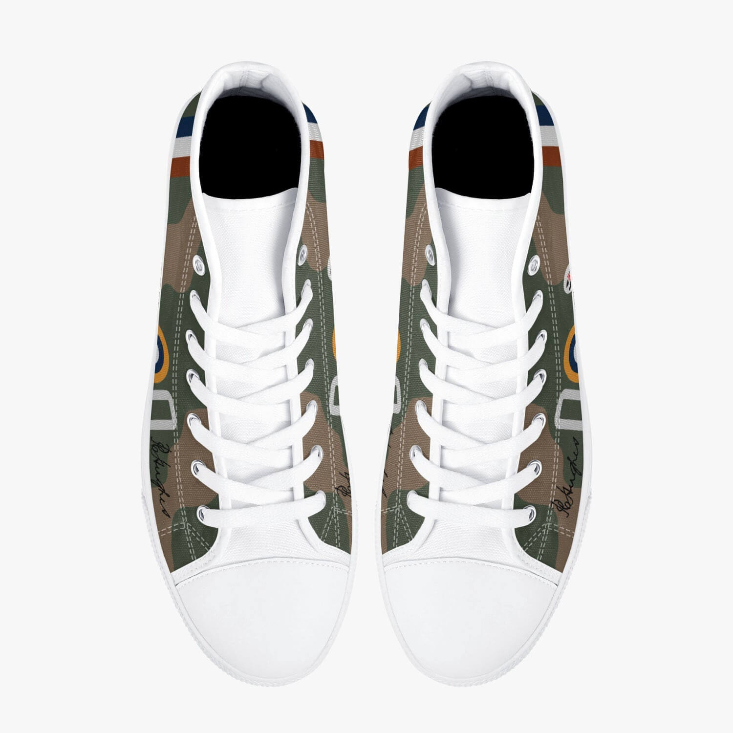 Spitfire "AZ-Q" of Pat Hughes Men's High Top Canvas Shoes - I Love a Hangar