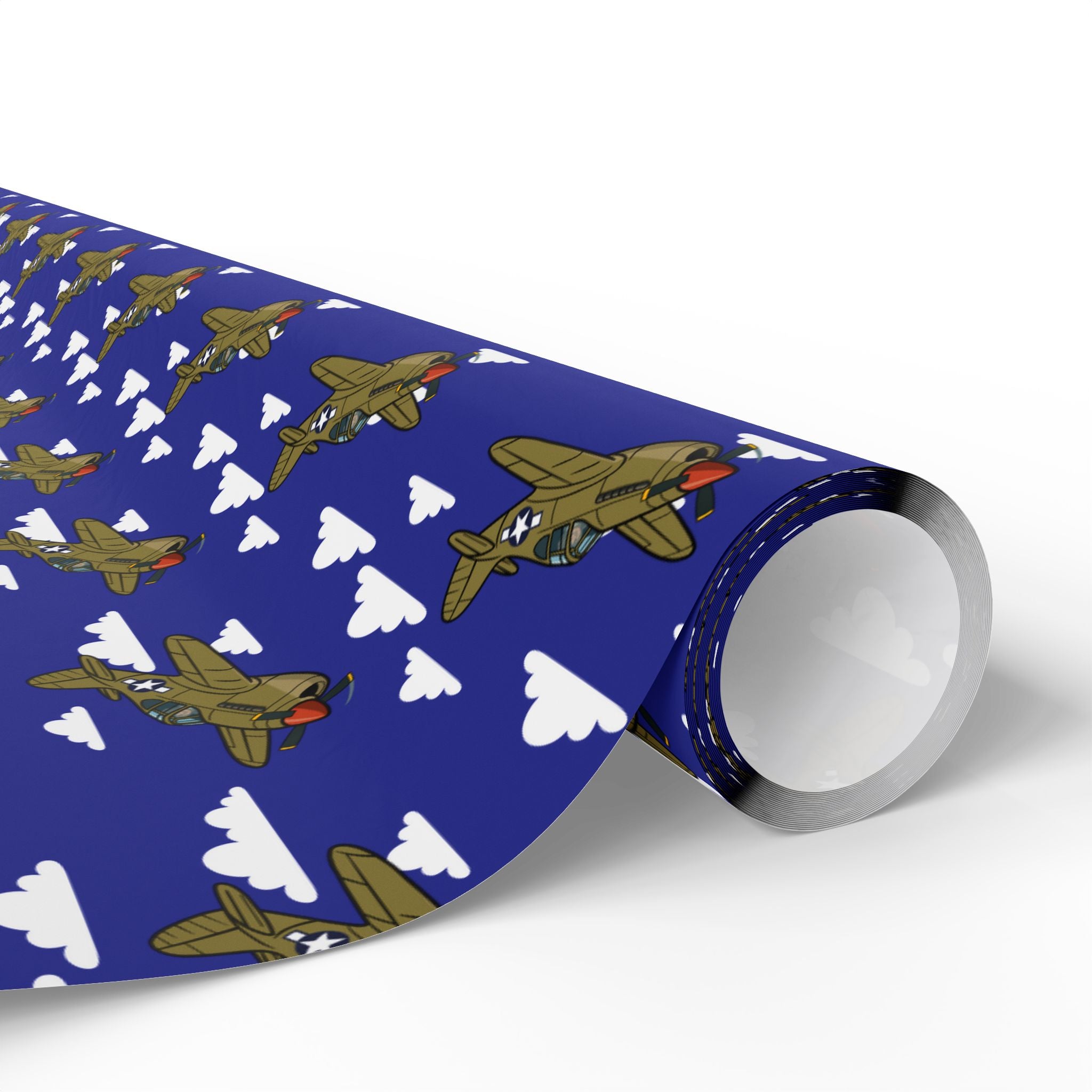 P-40 Warhawk Wrapping Paper - Blue - I Love a Hangar