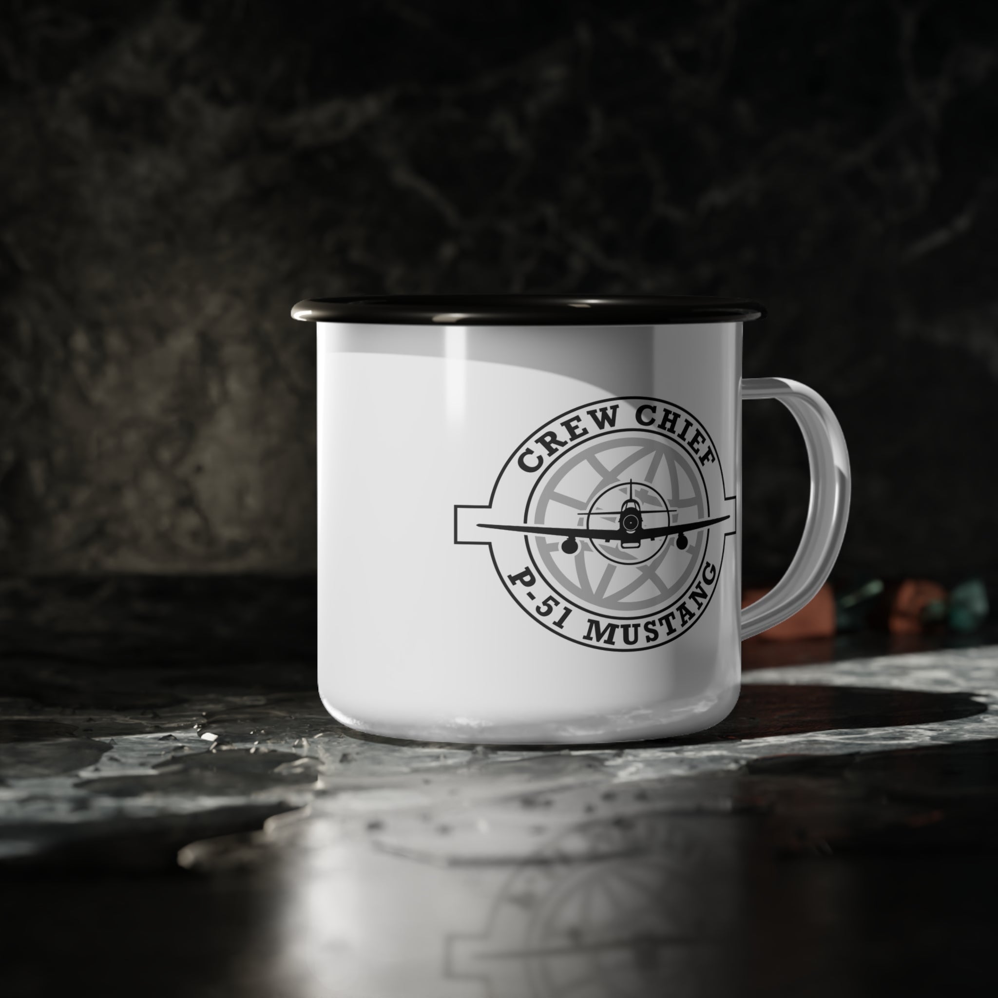 Crew Chief Enamel Mug (P-51 Mustang) - I Love a Hangar