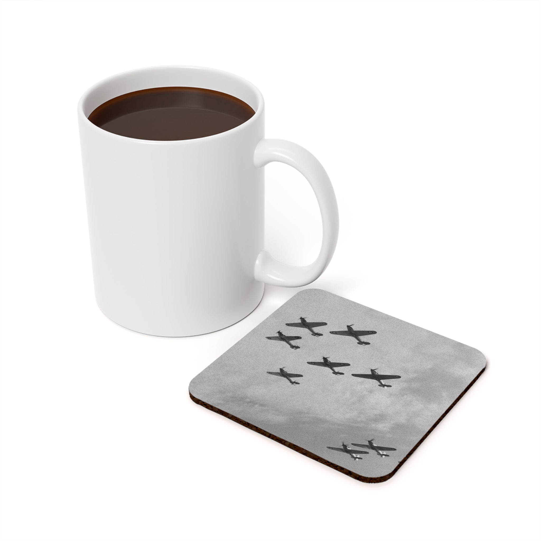 Hurricane Formation Cork Back Coaster - I Love a Hangar