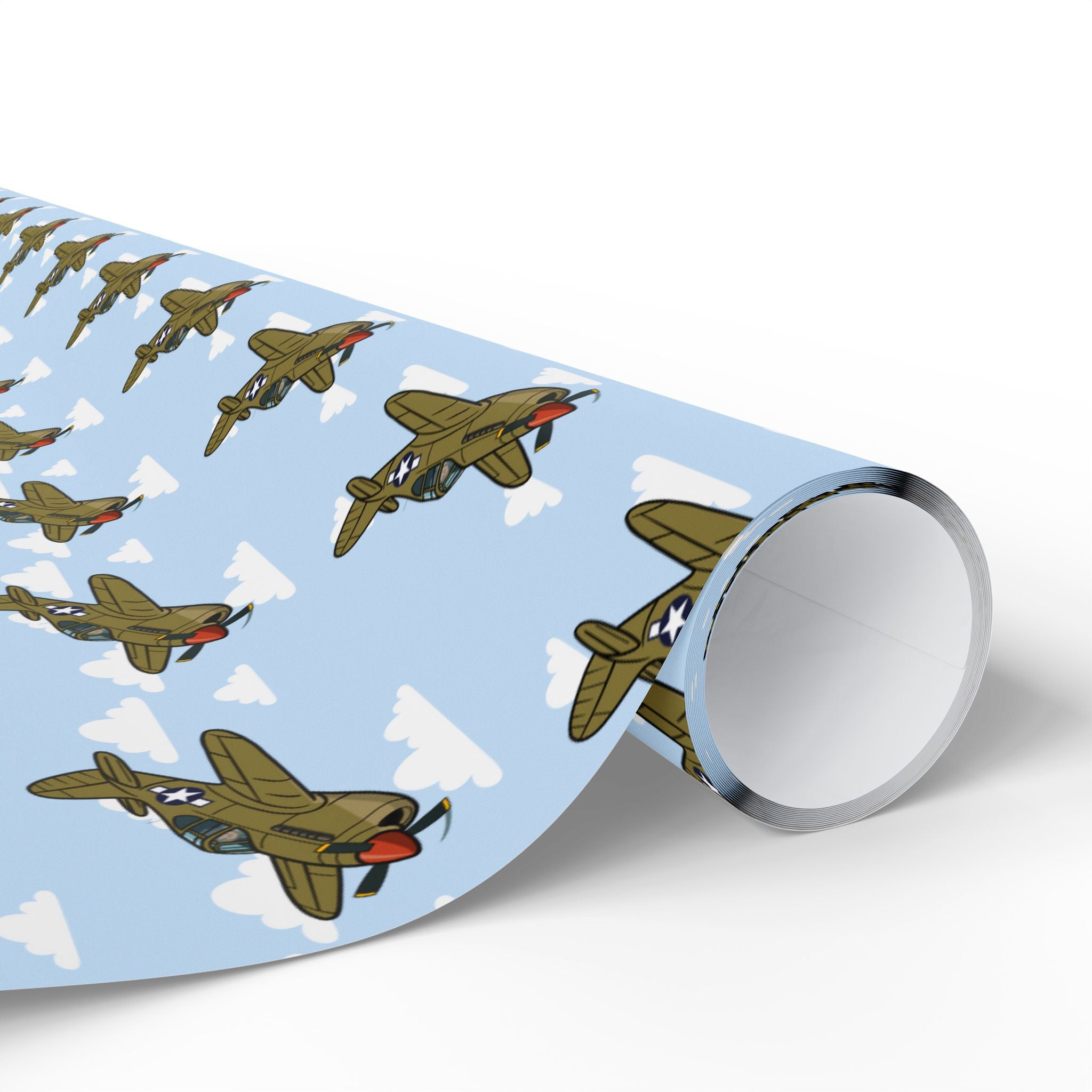P-40 Warhawk Wrapping Paper - Sky Blue - I Love a Hangar