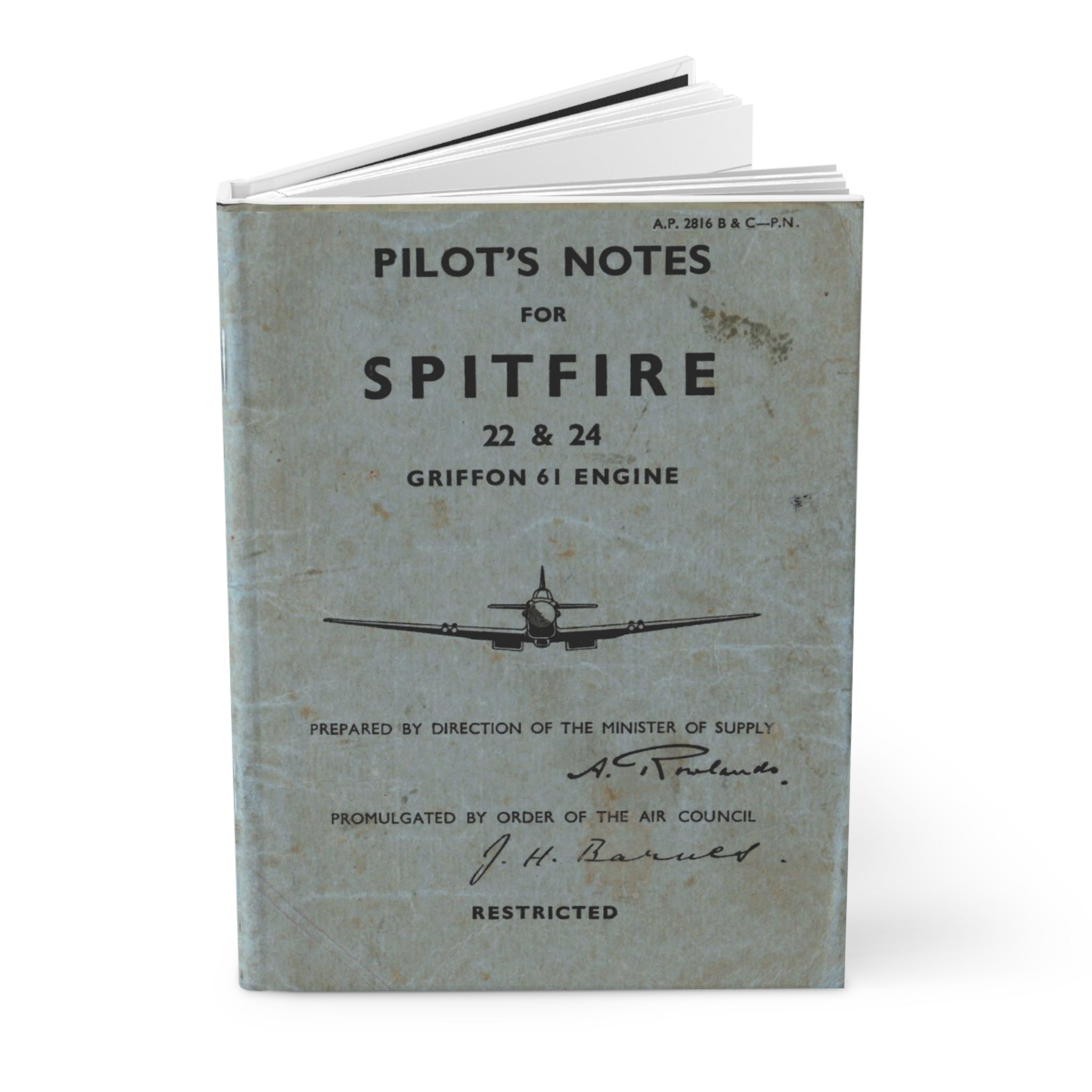 Supermarine "Spitfire" Inspired Hardcover Journal - I Love a Hangar