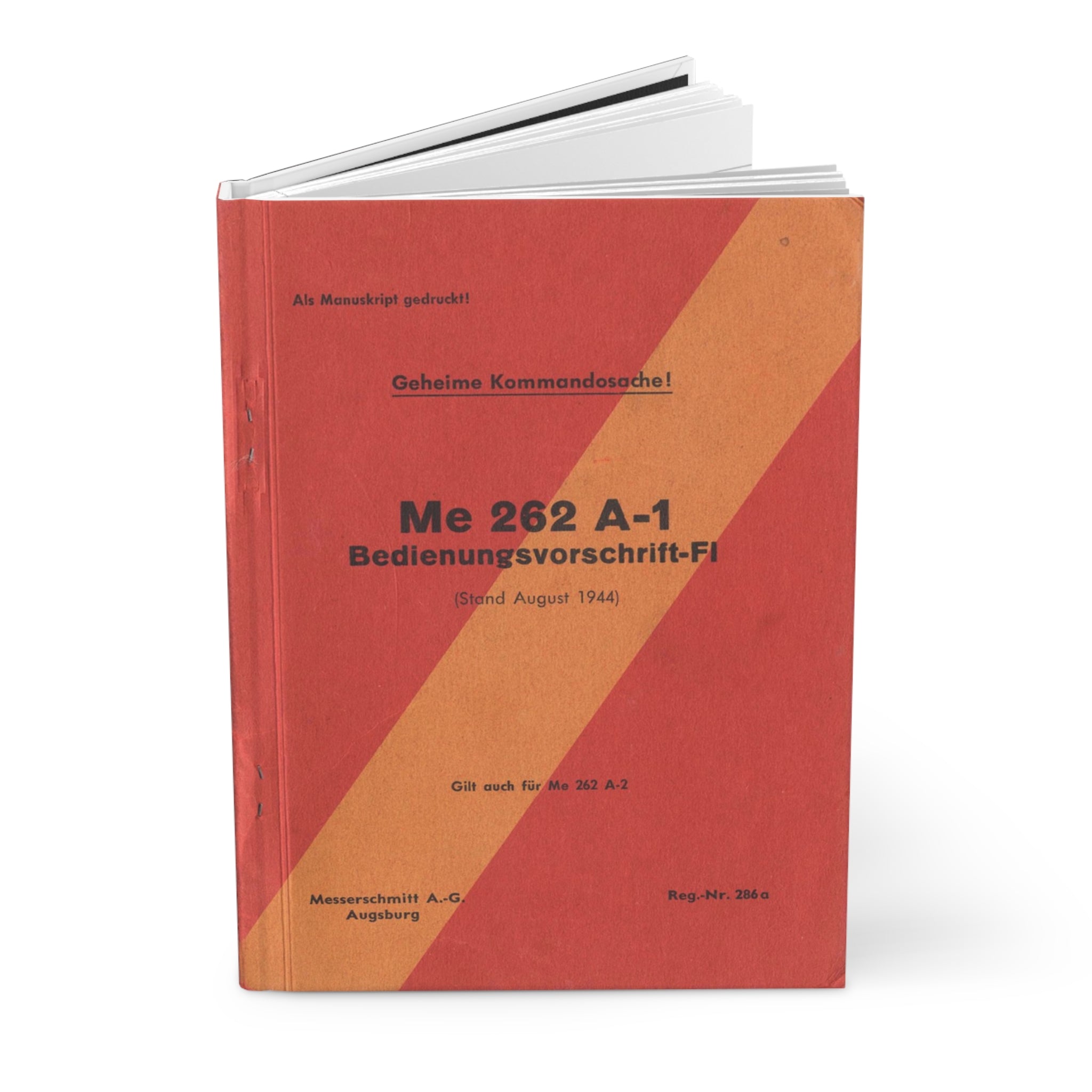 Messerschmitt Me-262 Inspired Hardcover Journal - I Love a Hangar