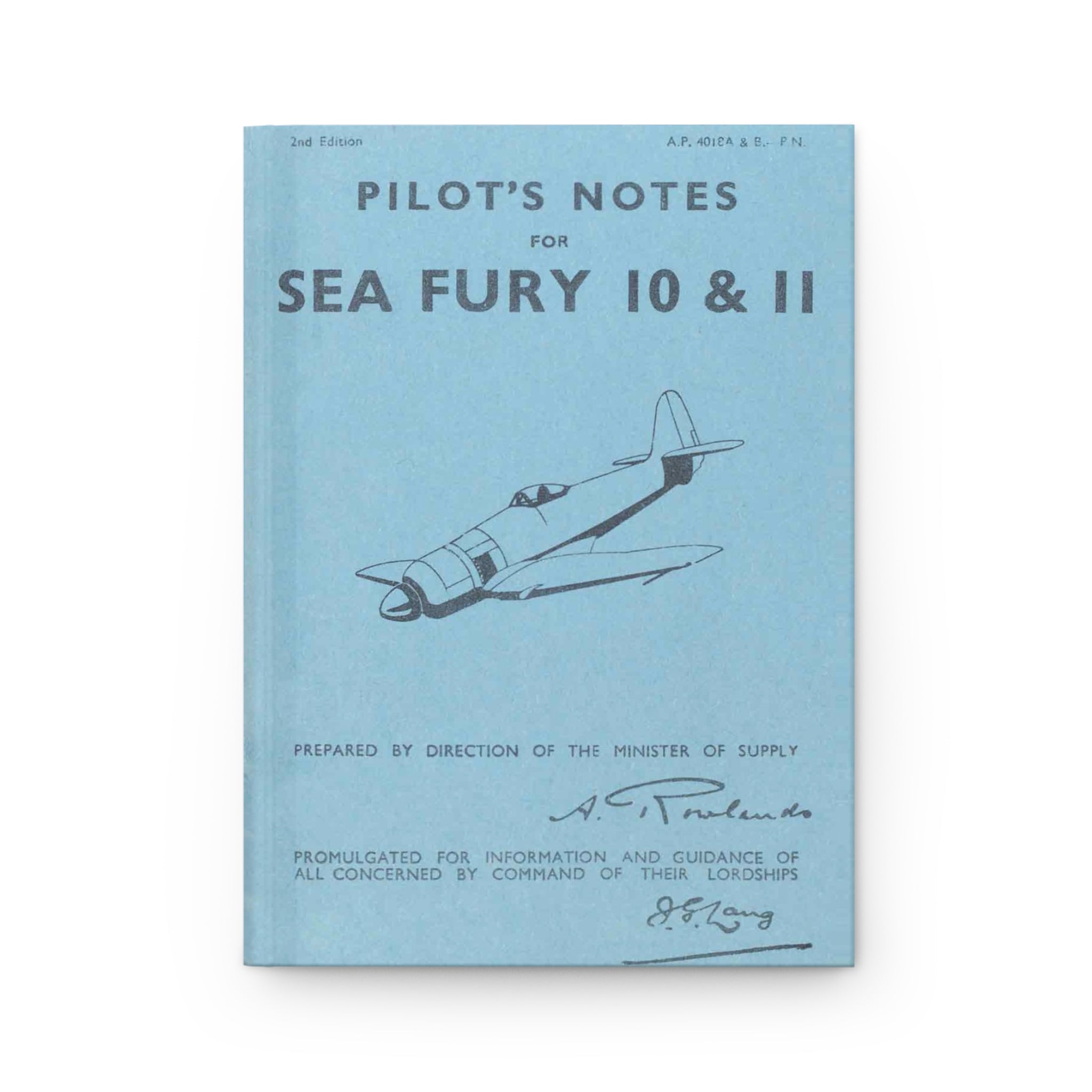 Hawker "Sea Fury" Inspired Hardcover Journal - I Love a Hangar