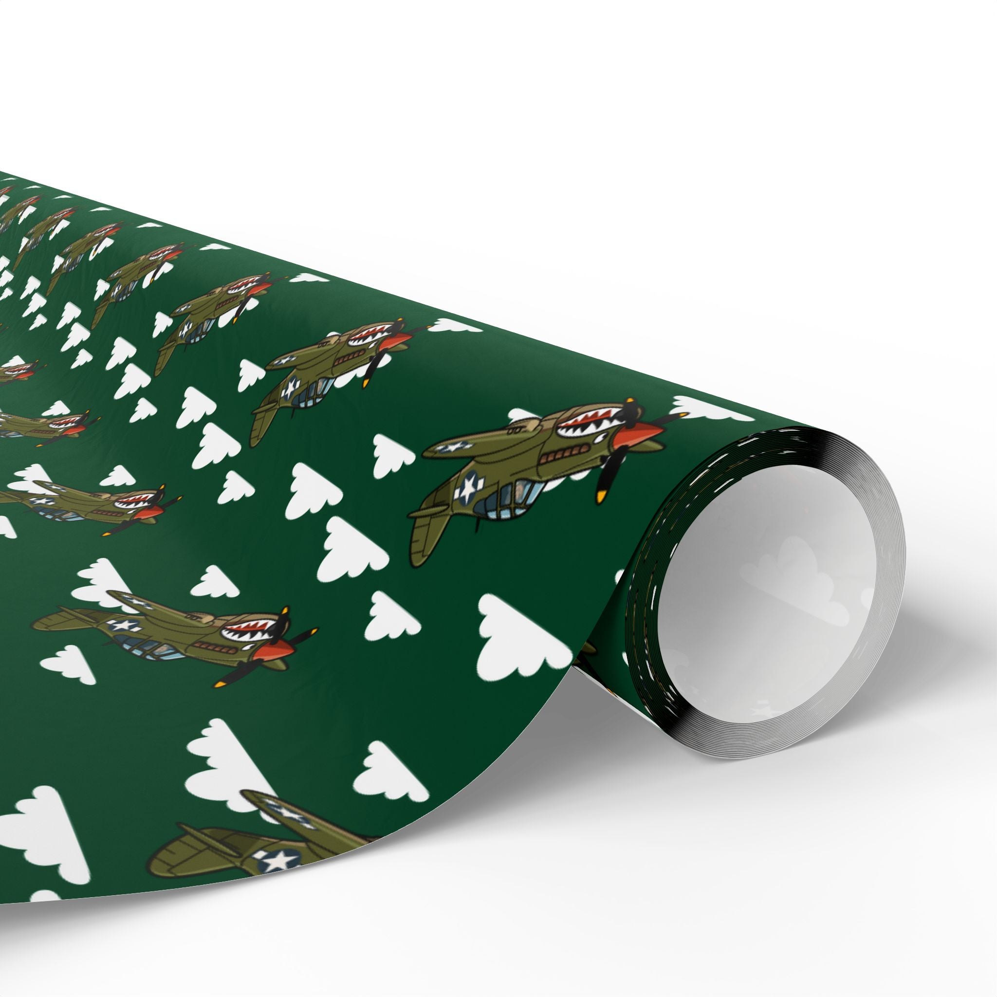 P-40 Warhawk Sharkmouth Wrapping Paper - Green - I Love a Hangar