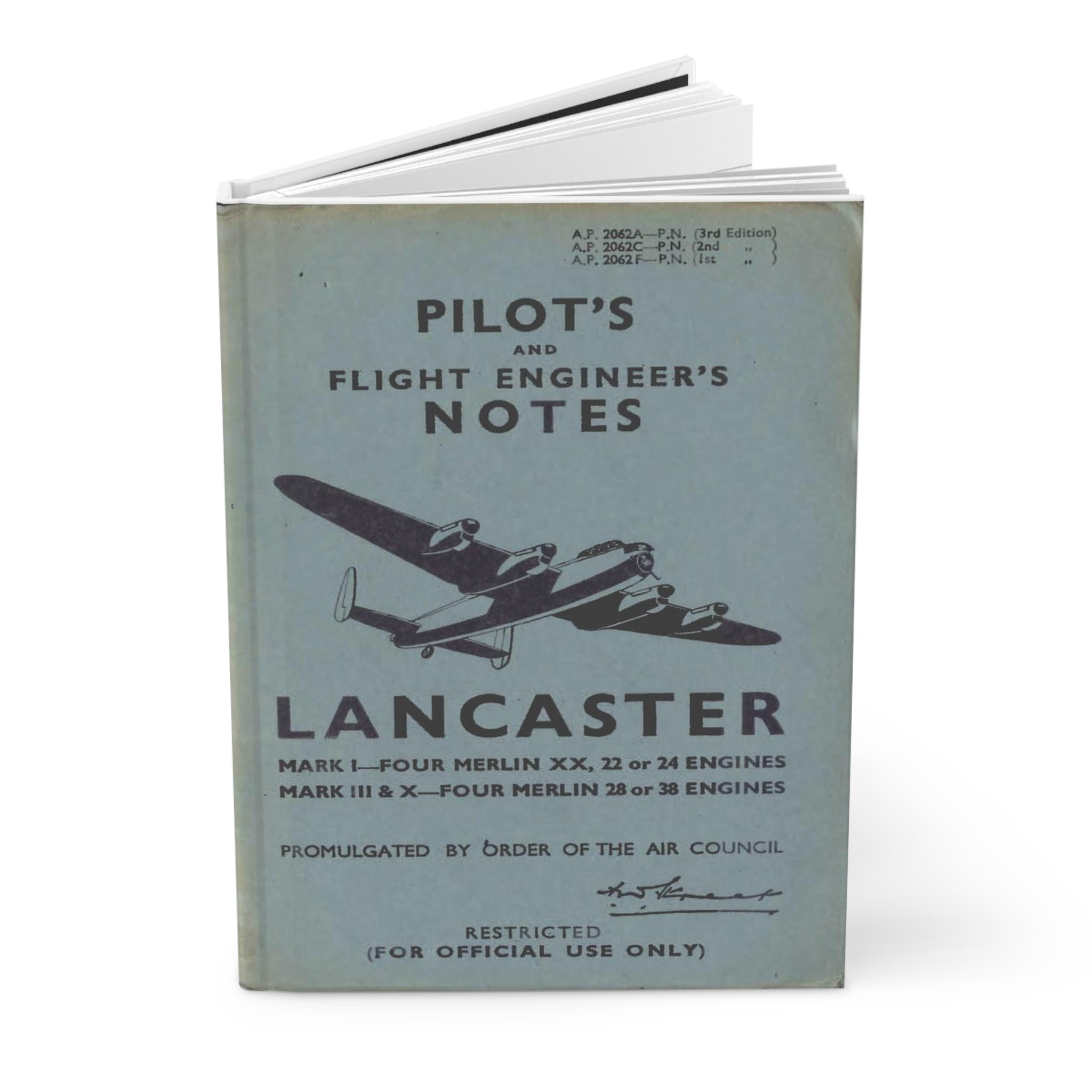 Avro "Lancaster" Inspired Hardcover Journal - I Love a Hangar