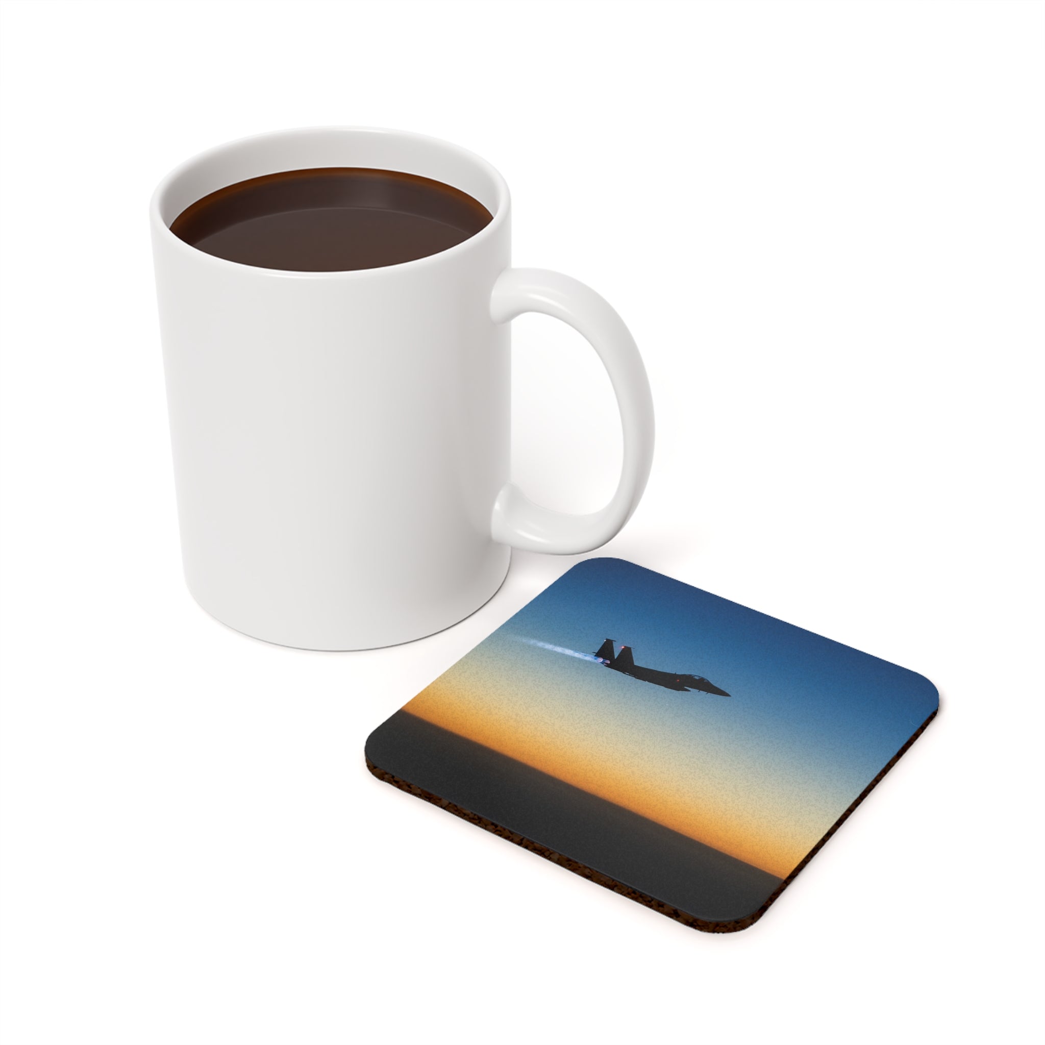 F-15 Sunset Cork Back Coaster - I Love a Hangar