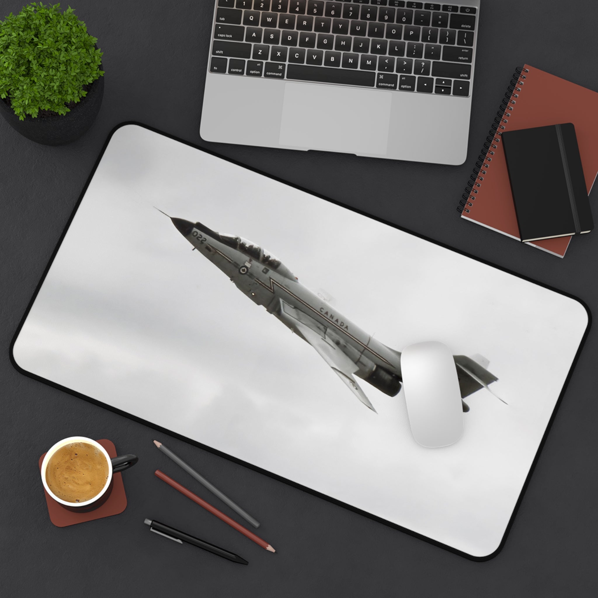 CF-101 Voodoo Overcast Background Desk Mat - I Love a Hangar
