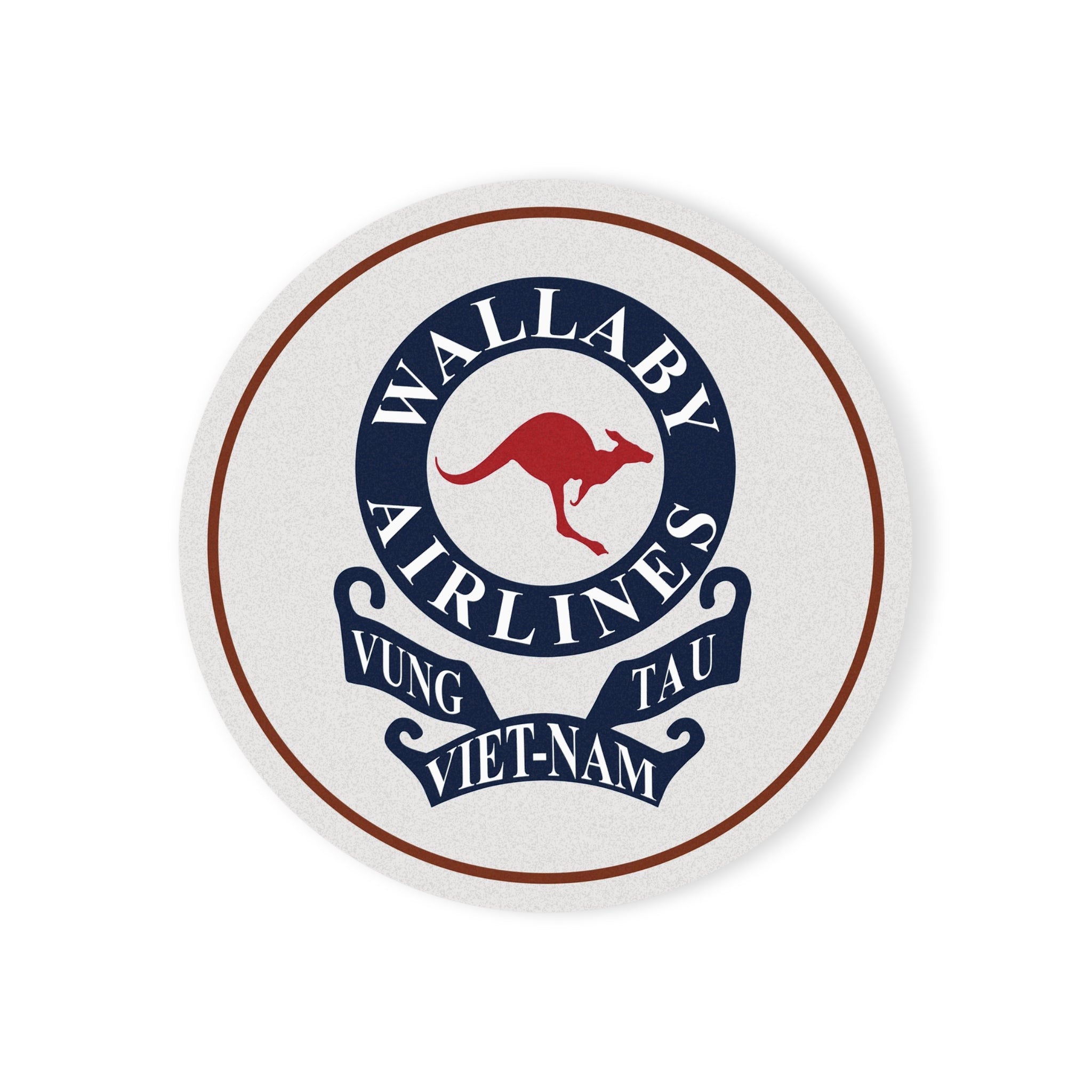 "Wallaby Airlines" Cork Back Coaster - I Love a Hangar