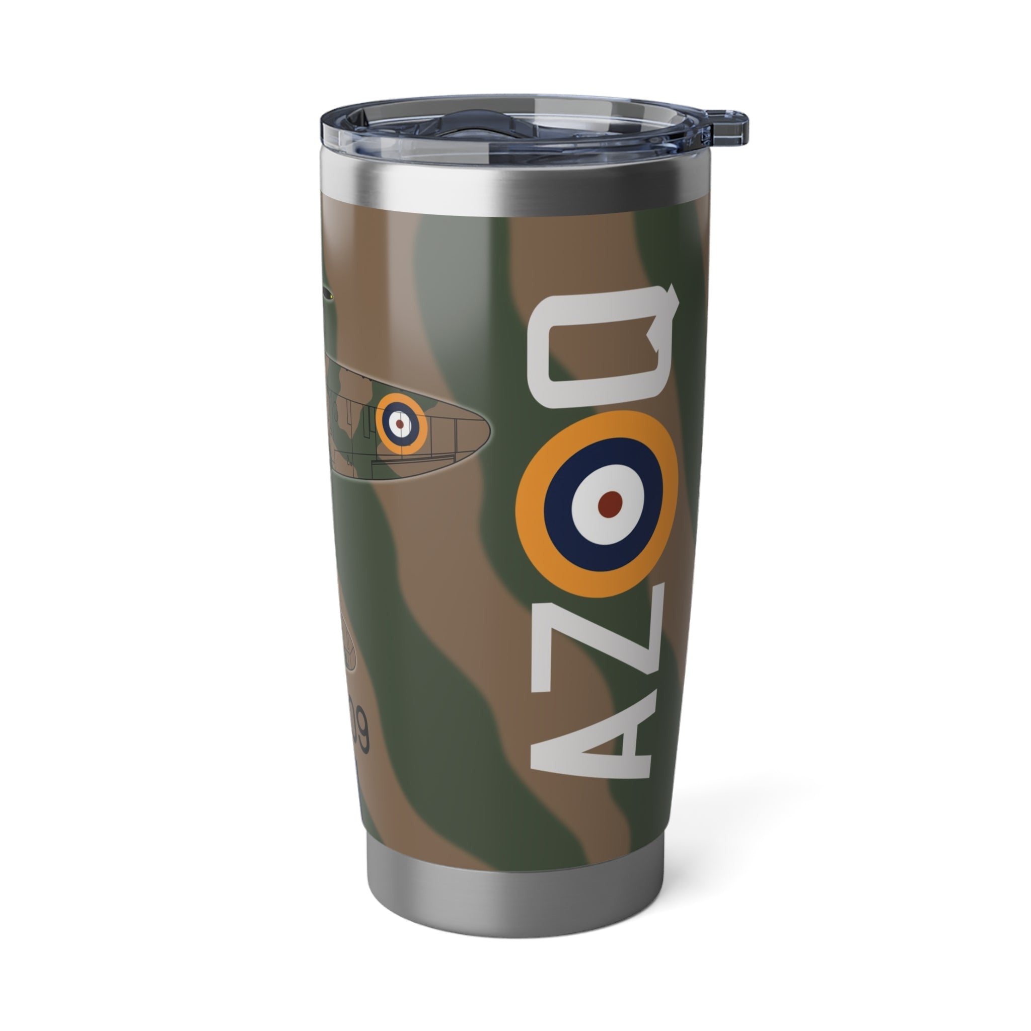 Spitfire "AZ-Q" of Pat Hughes  20oz (590ml) Stainless Steel Tumbler - I Love a Hangar