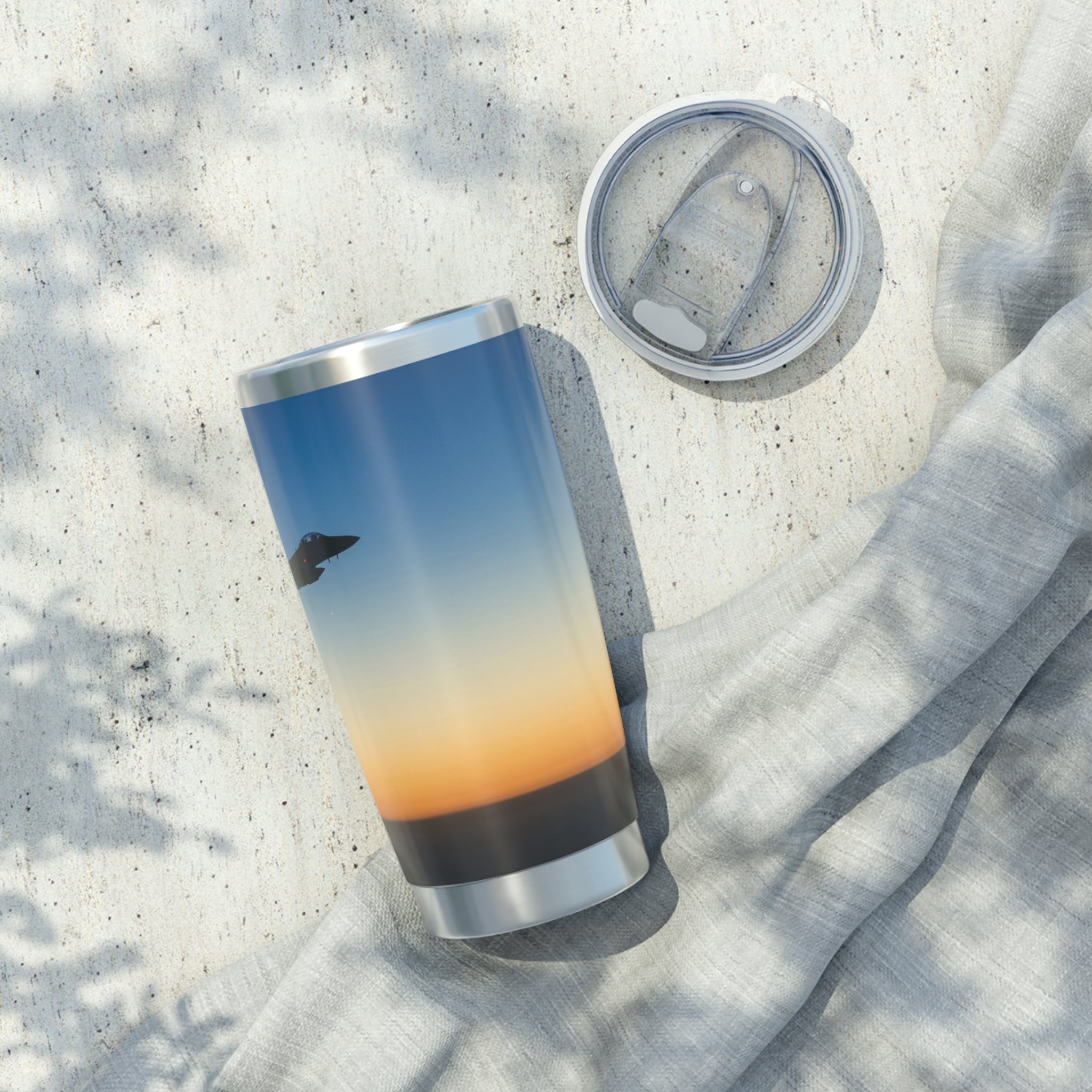 F-15 At Dusk 20oz (590ml) Stainless Steel Tumbler - I Love a Hangar