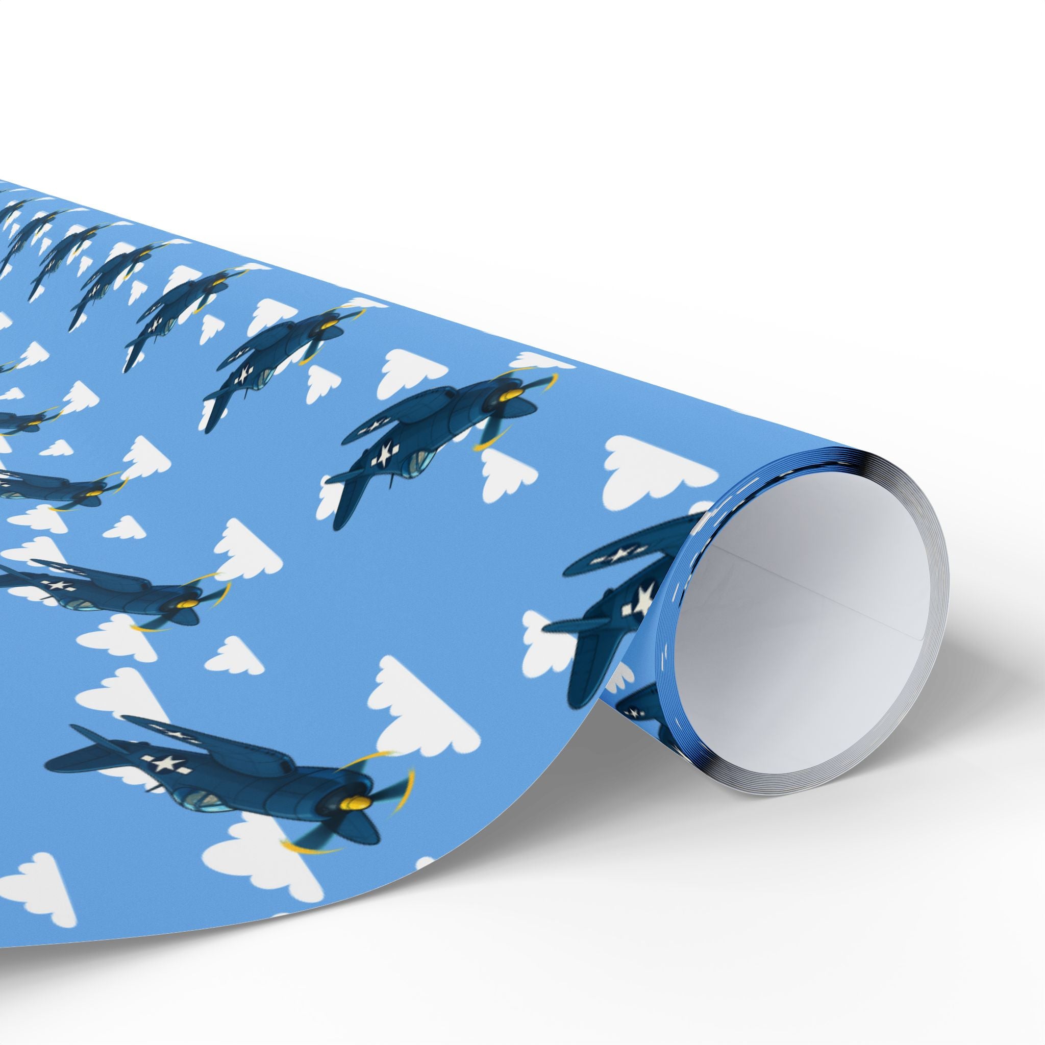 F4U Corsair Wrapping Paper - Light Blue - I Love a Hangar