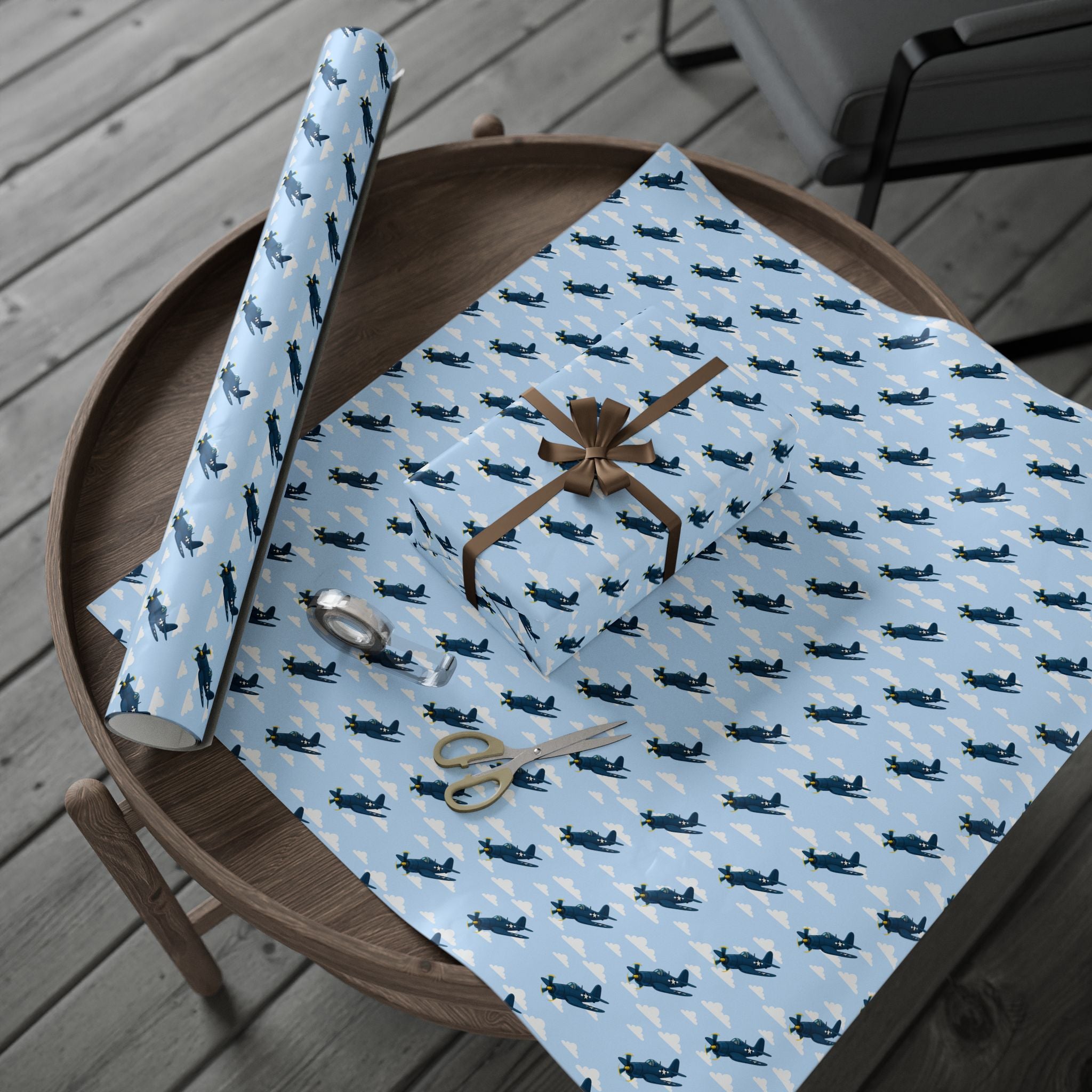 F4U Corsair Wrapping Paper - Sky Blue - I Love a Hangar