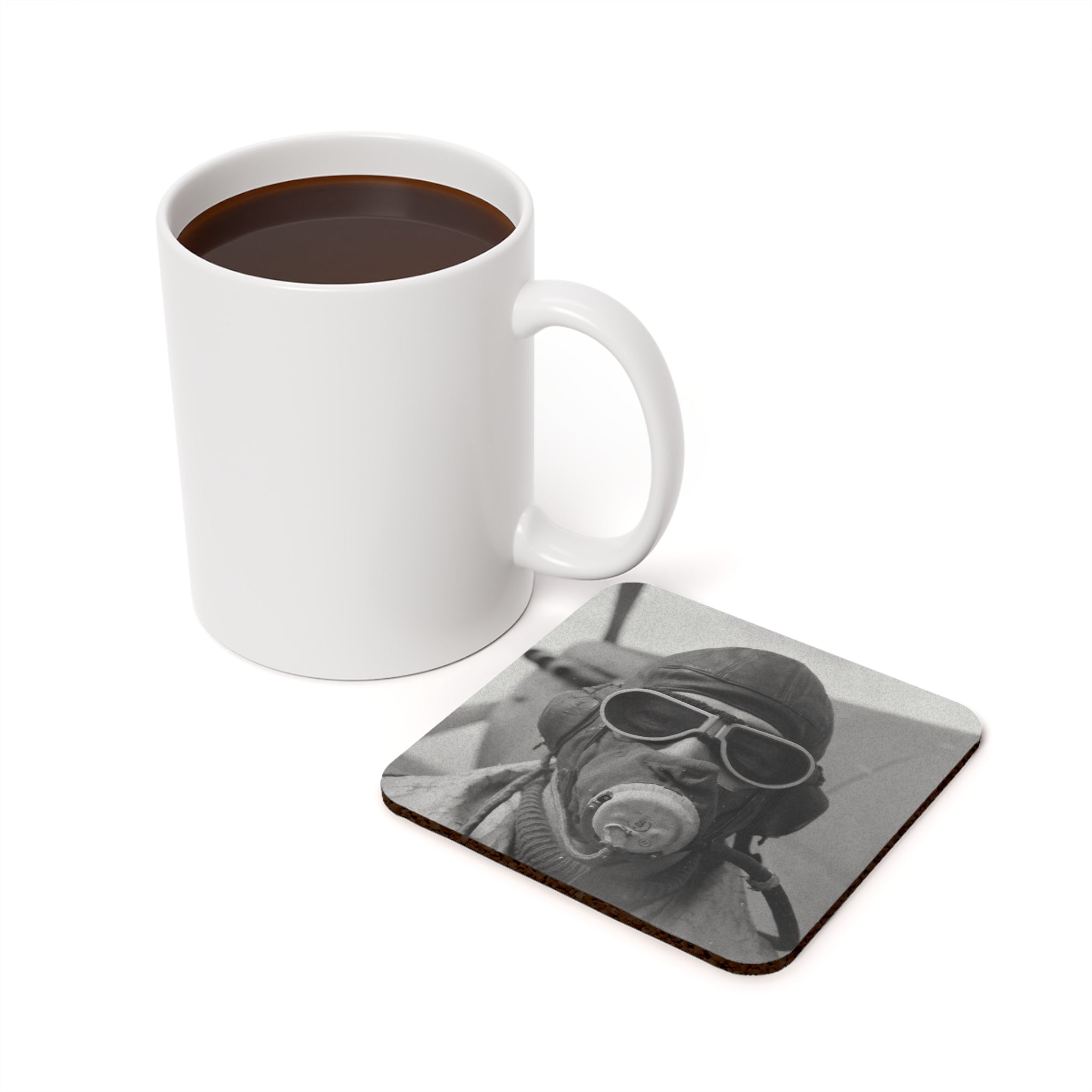 WWII Fighter Pilot Cork Back Coaster - I Love a Hangar