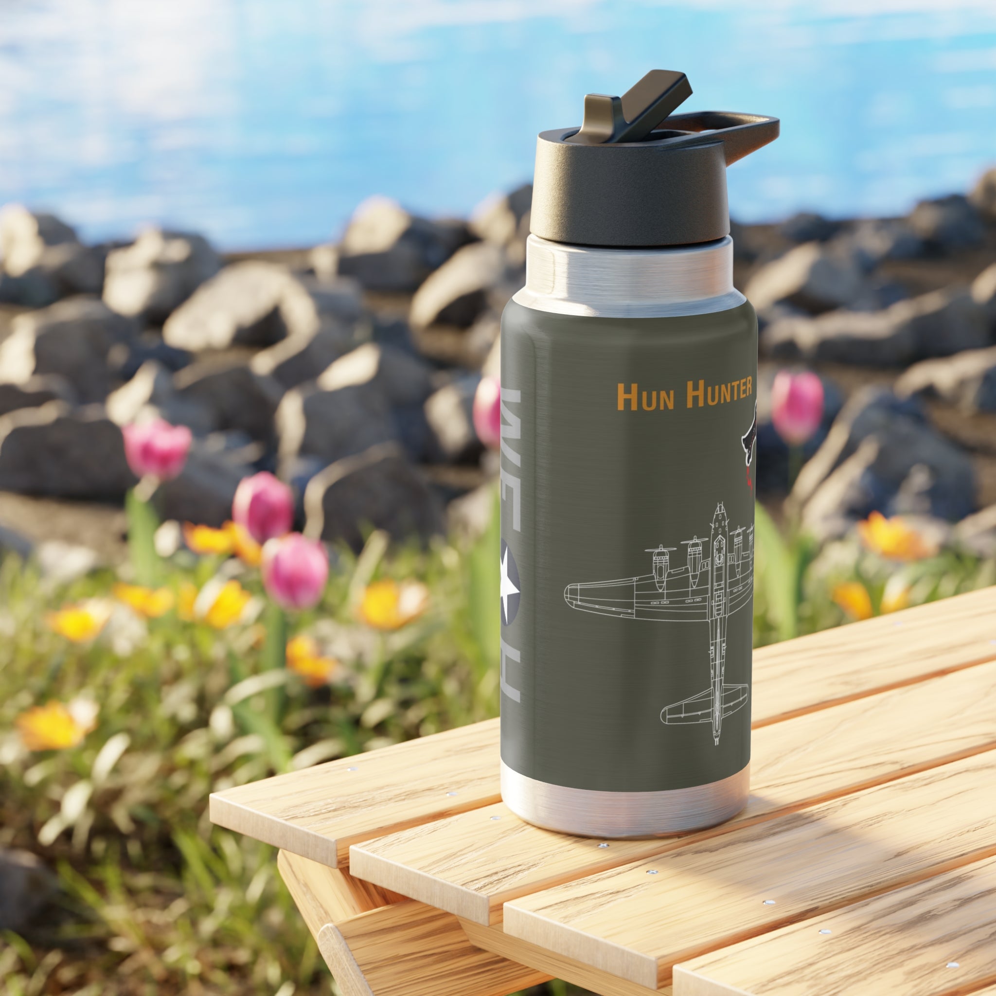B-17 "Hun Hunter" Tumbler, 32oz (950ml) - I Love a Hangar