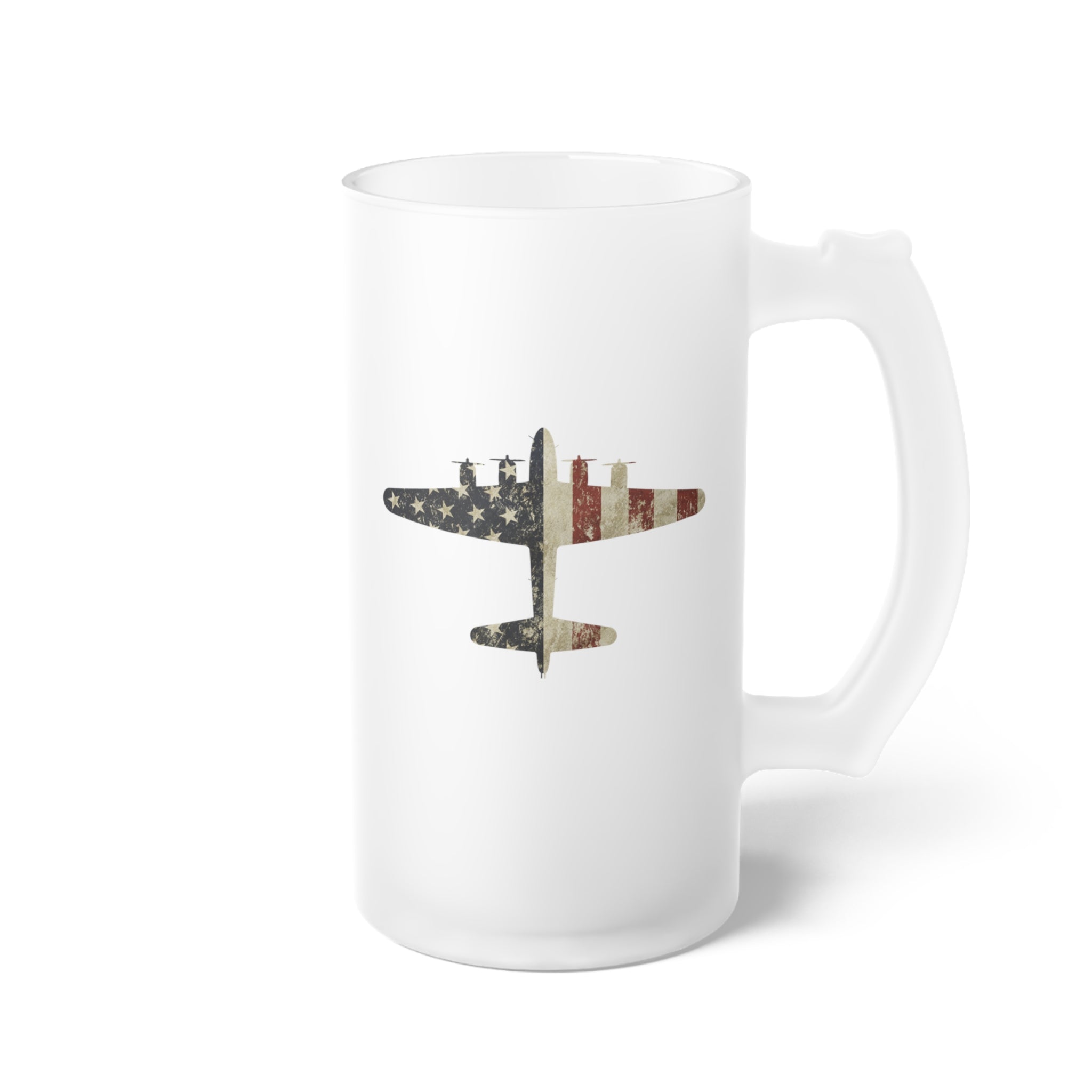 B-17 Flying Fortress Frosted Glass 16oz (473ml) Beer Mug - I Love a Hangar
