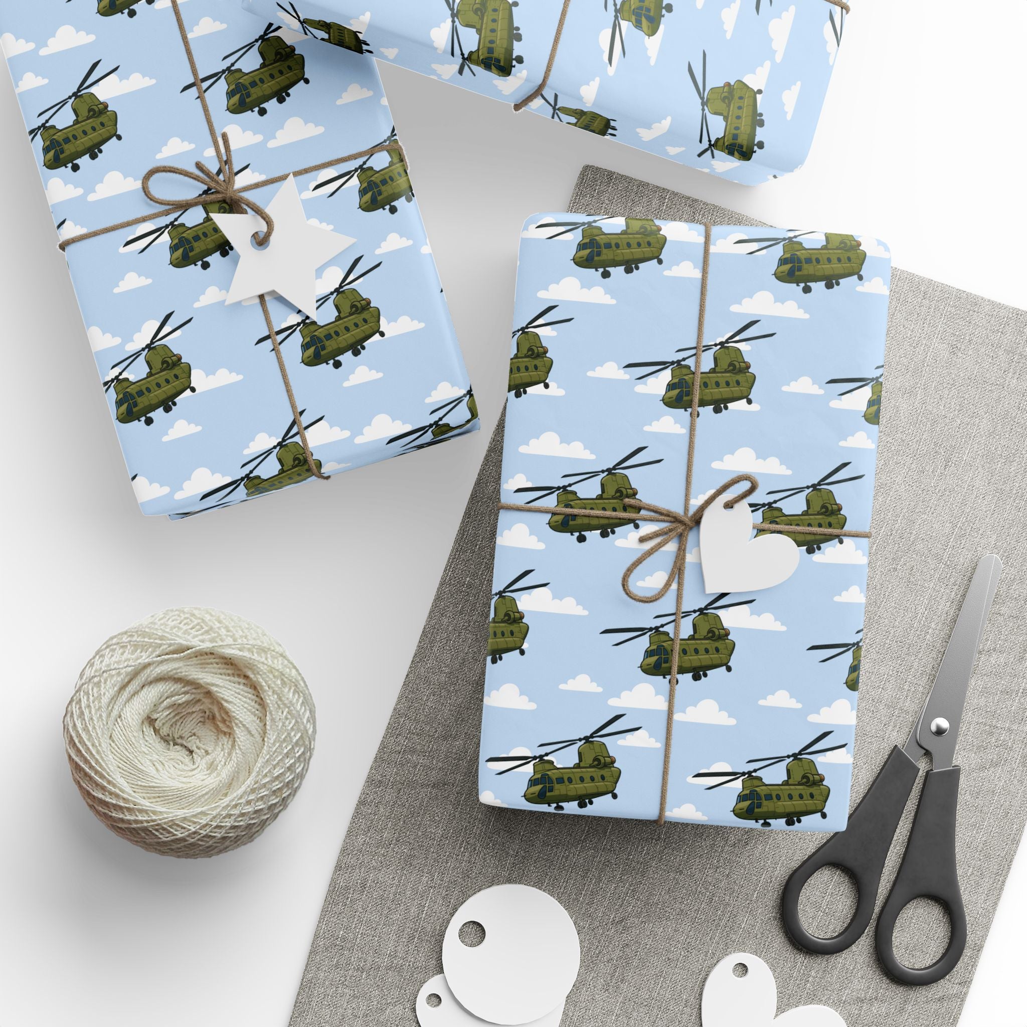 CH-47 Chinook Wrapping Paper - Sky Blue