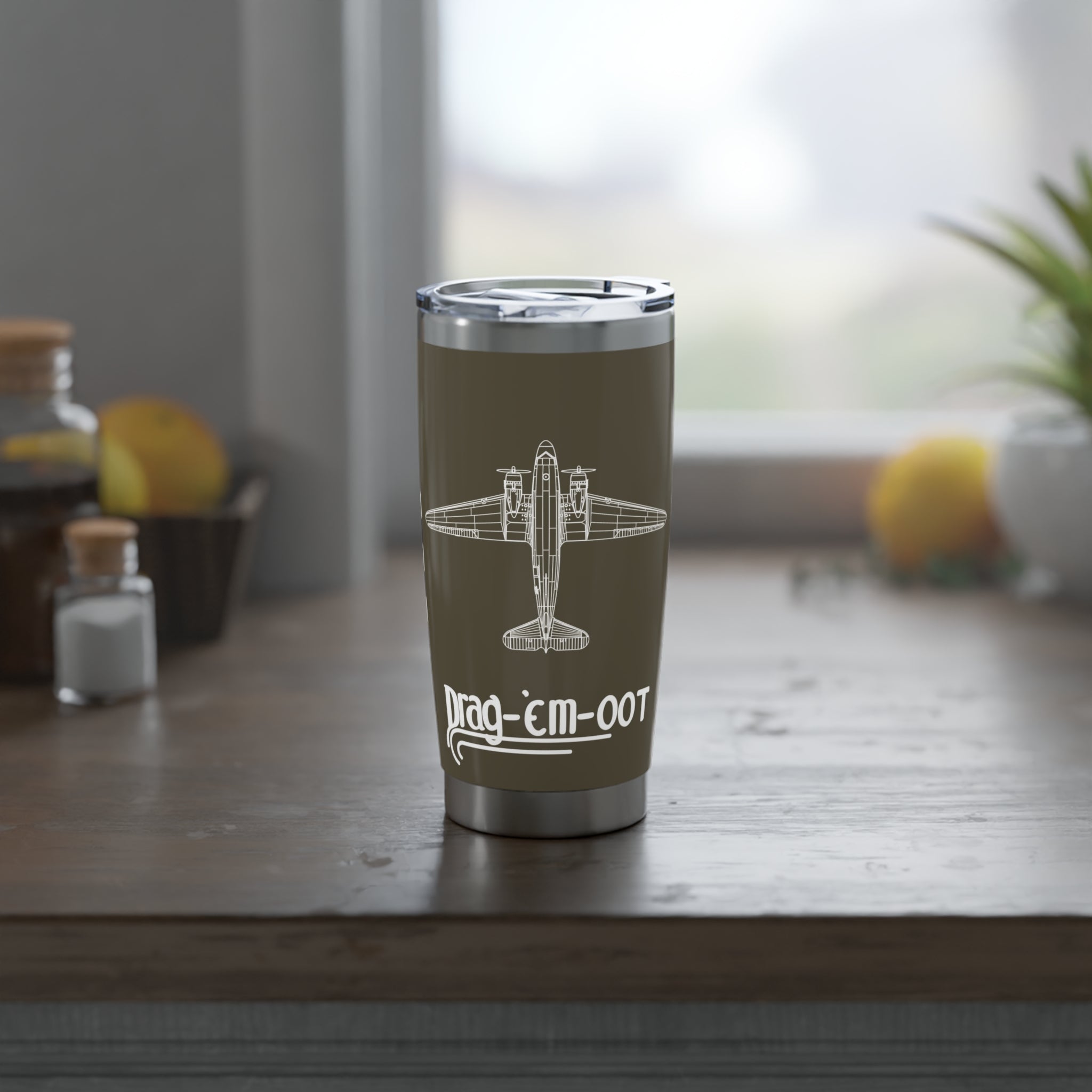 C-47 "Drag-'Em-Oot" 20oz (590ml) Stainless Steel Tumbler - I Love a Hangar