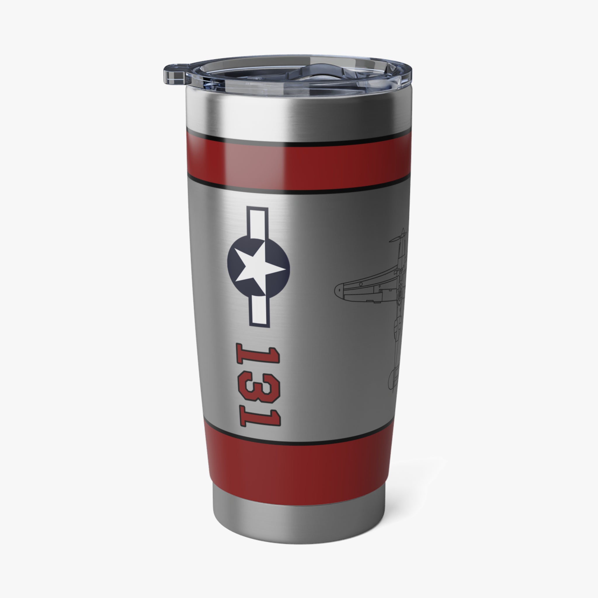 P-38 "Pudgy (V)" Inspired 20oz (590ml) Stainless Steel Tumbler - I Love a Hangar