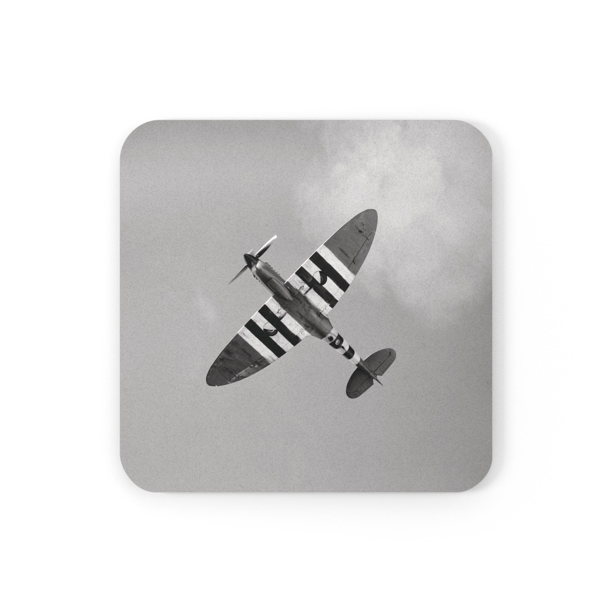 Spitfire From Below Cork Back Coaster - I Love a Hangar