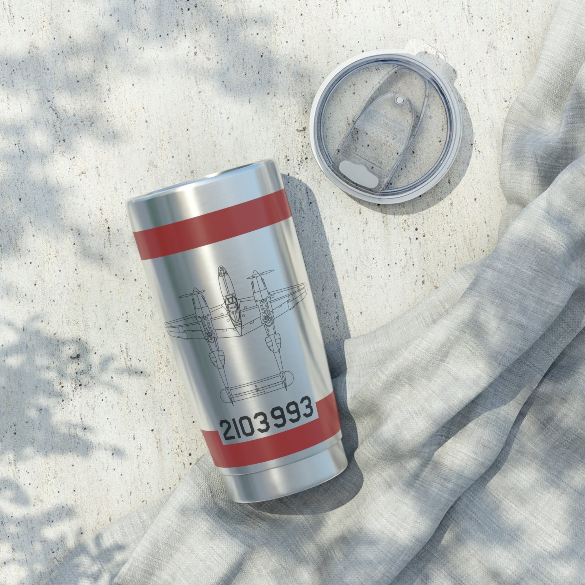 P-38 "Marge" Inspired 20oz (590ml) Stainless Steel Tumbler - I Love a Hangar