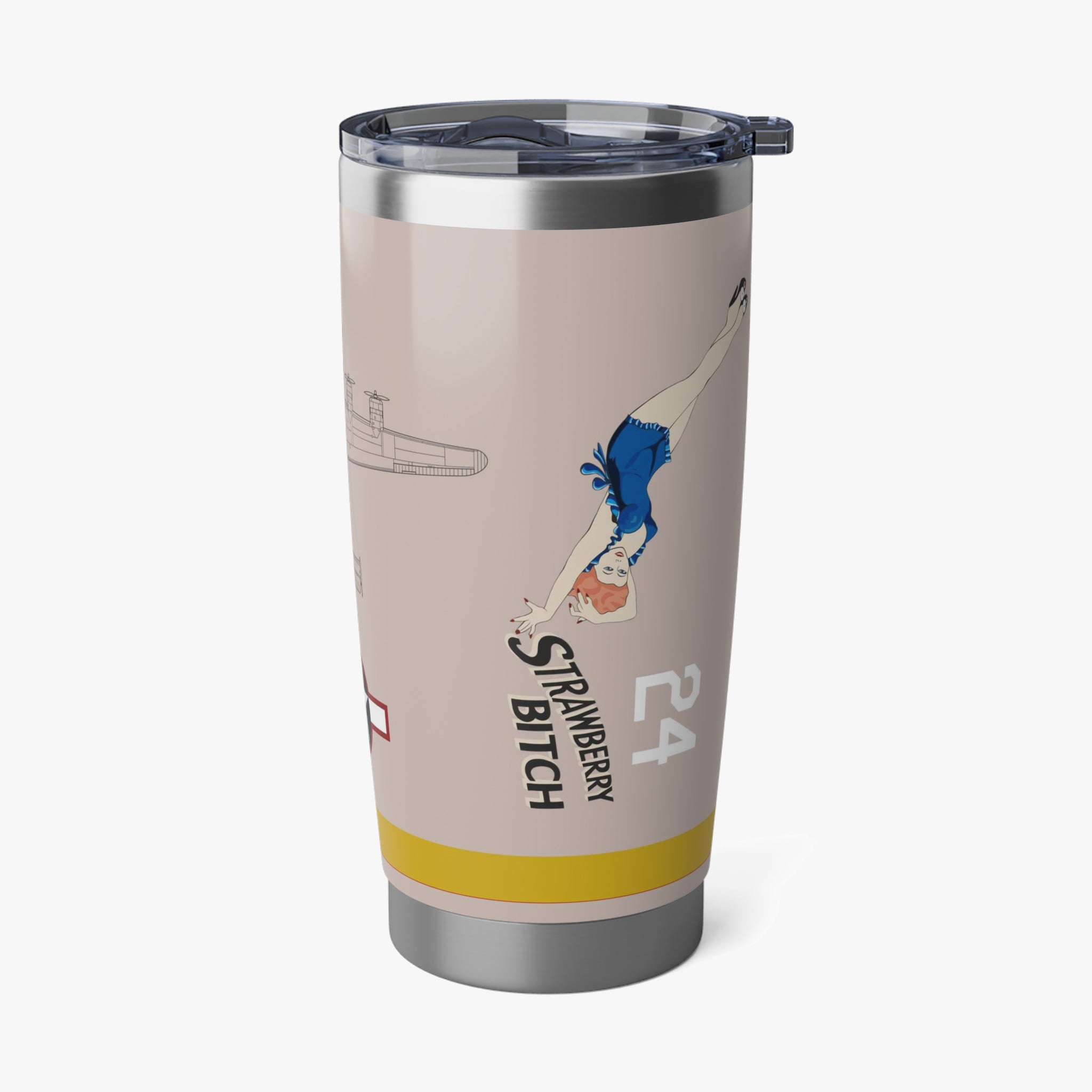 B-24 "Strawberry Bitch" 20oz (590ml) Stainless Steel Tumbler - I Love a Hangar