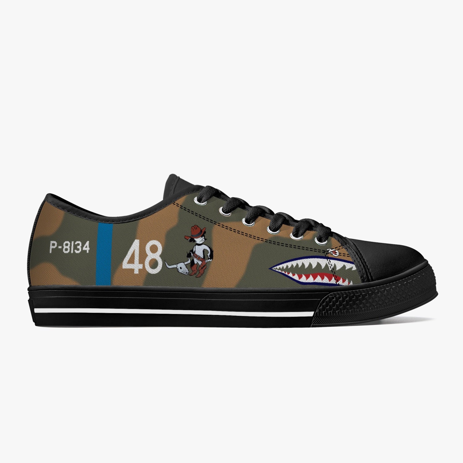 P-40 "White #48" of Tex Hill Low Top Canvas Shoes - I Love a Hangar