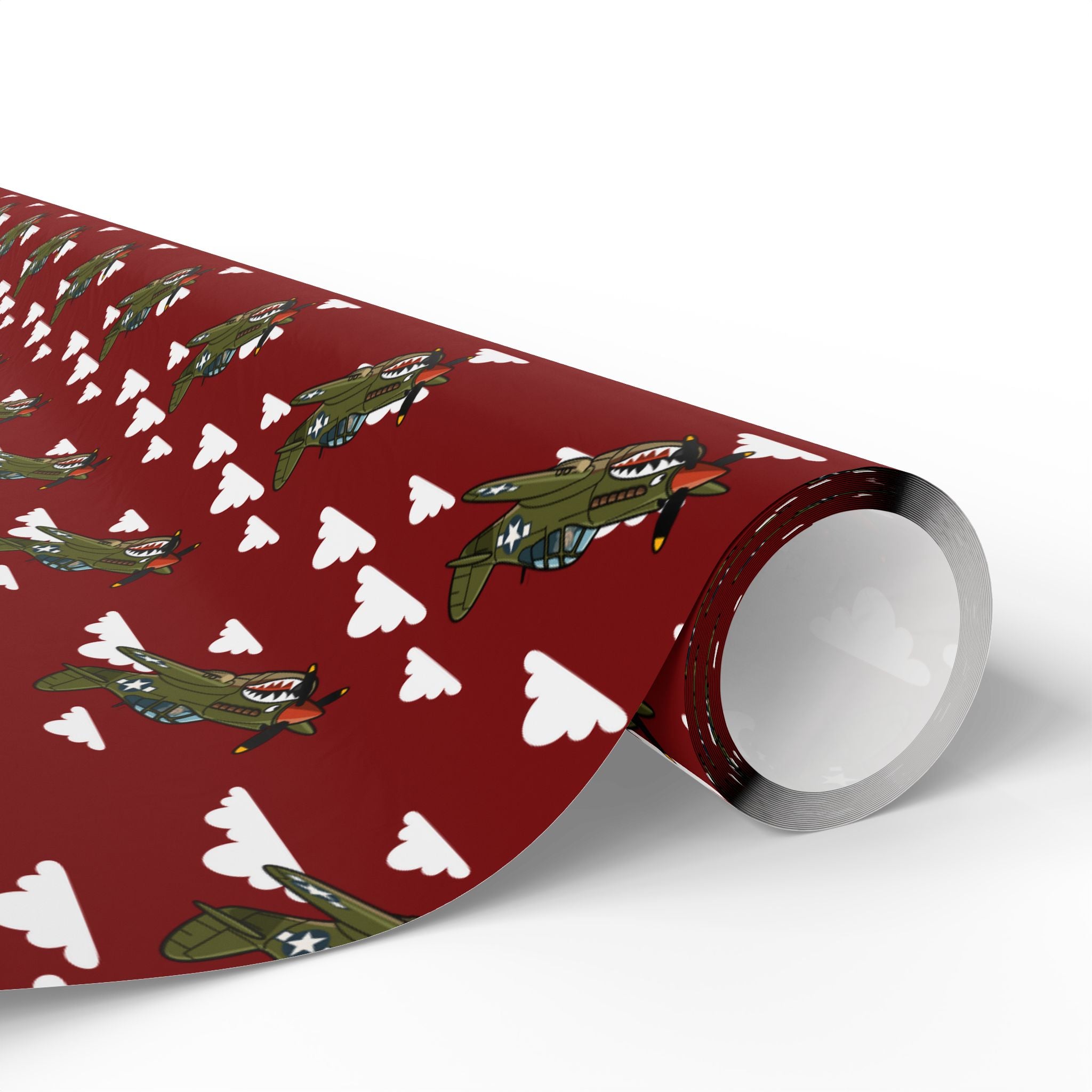 P-40 Warhawk Sharkmouth Wrapping Paper - Maroon - I Love a Hangar