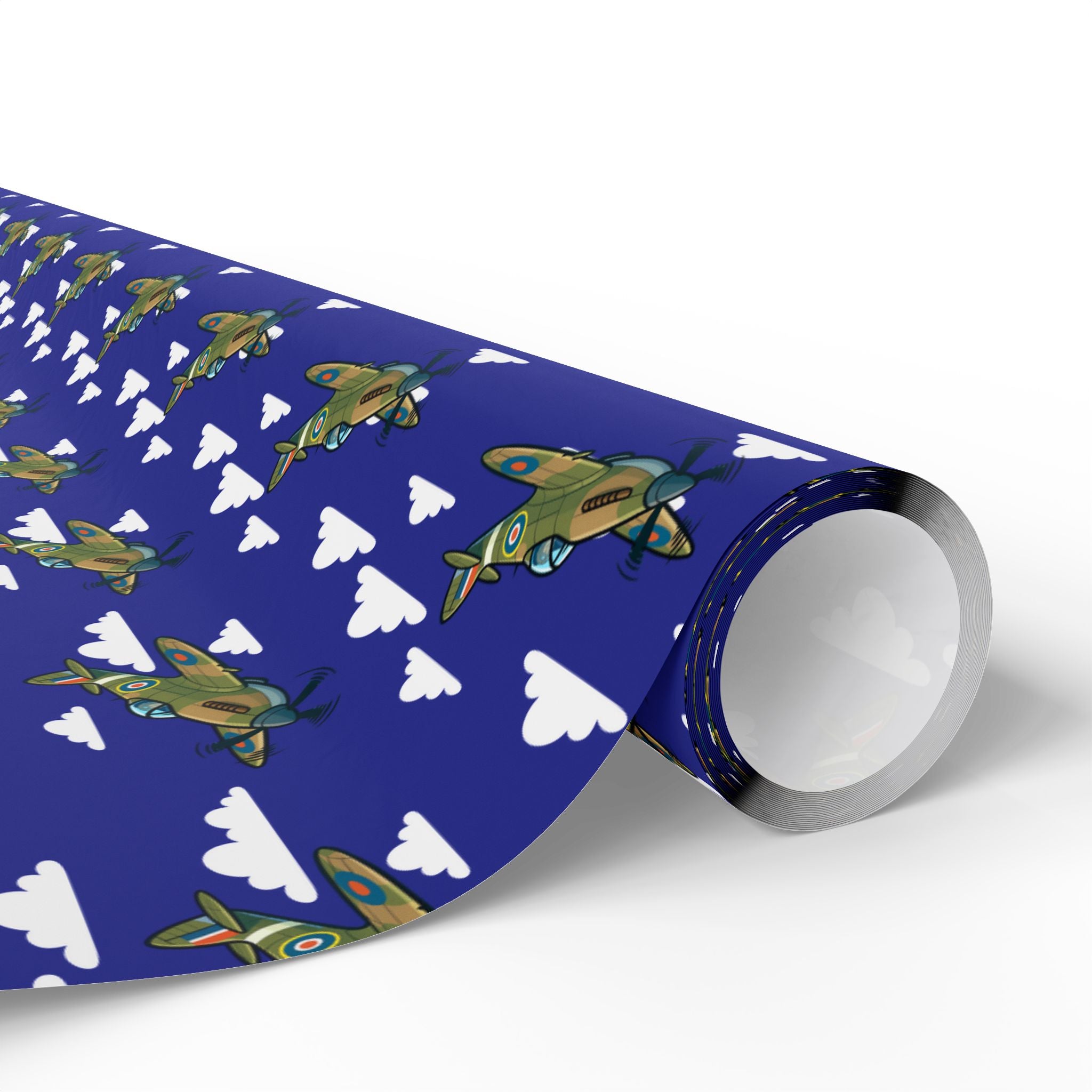 Spitfire Wrapping Paper - Blue - I Love a Hangar