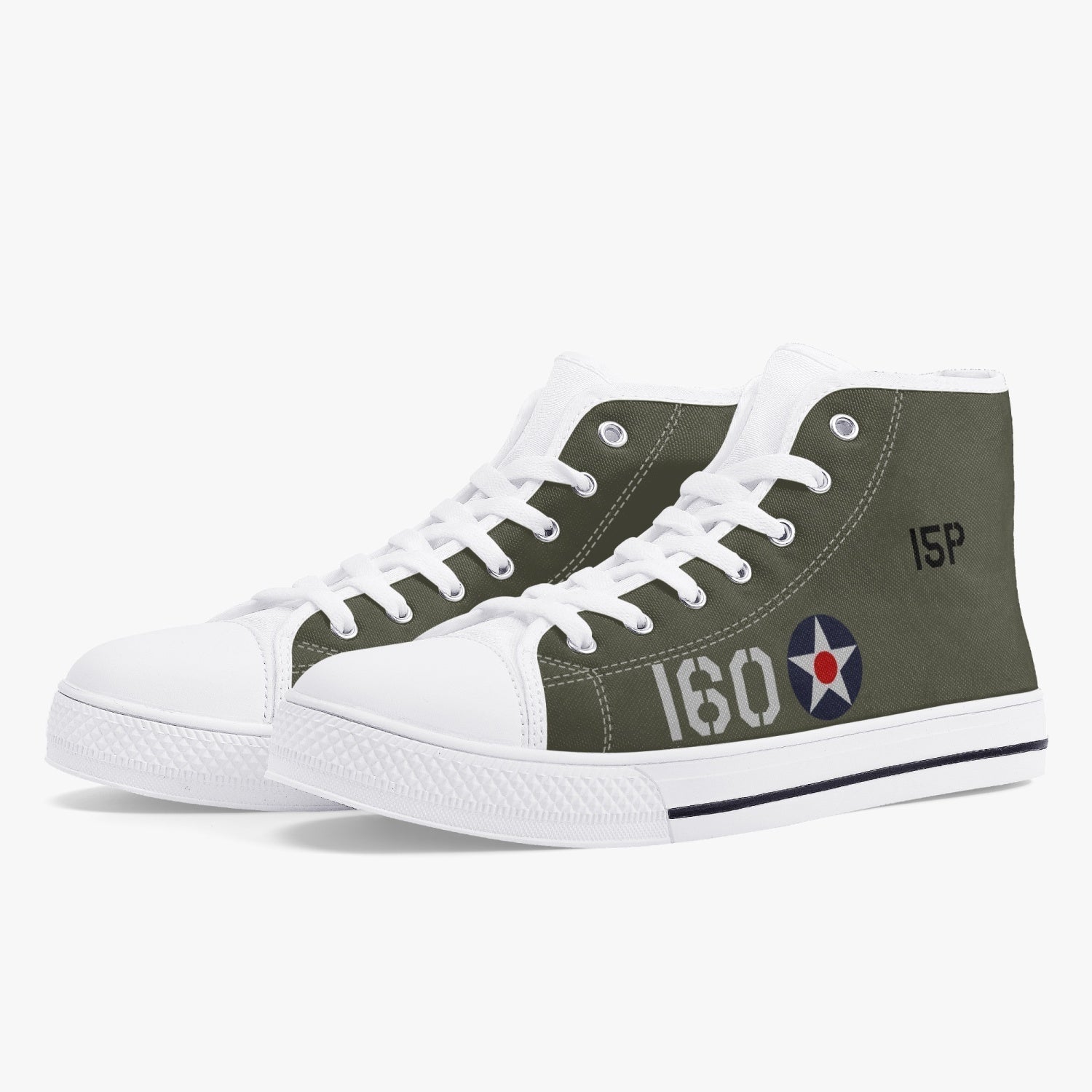 P-40 "#160" of 2LT George Welch High Top Canvas Shoes - I Love a Hangar