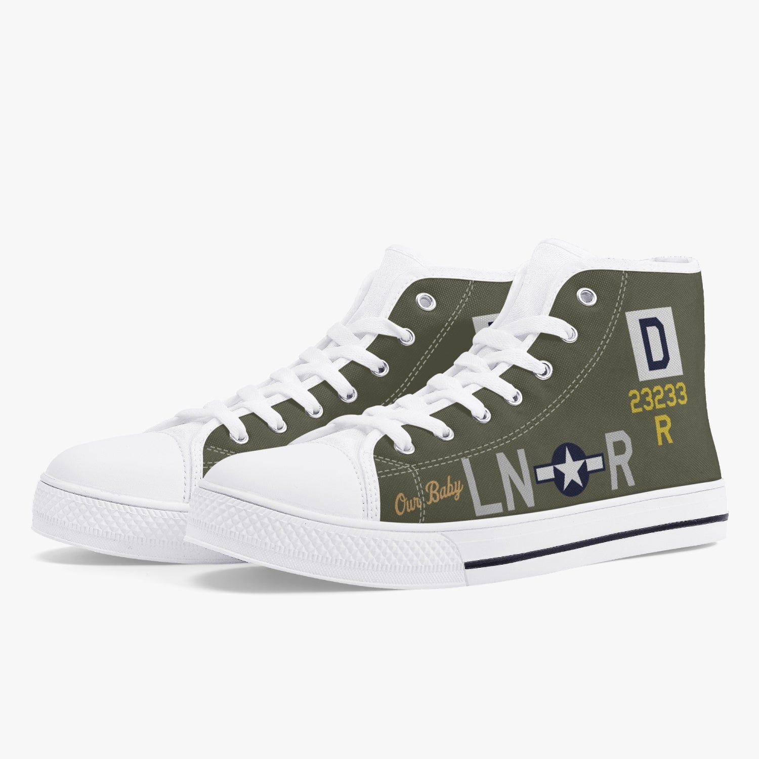 B-17 "LN-R" (23233) Women's High Top Canvas Shoes - I Love a Hangar