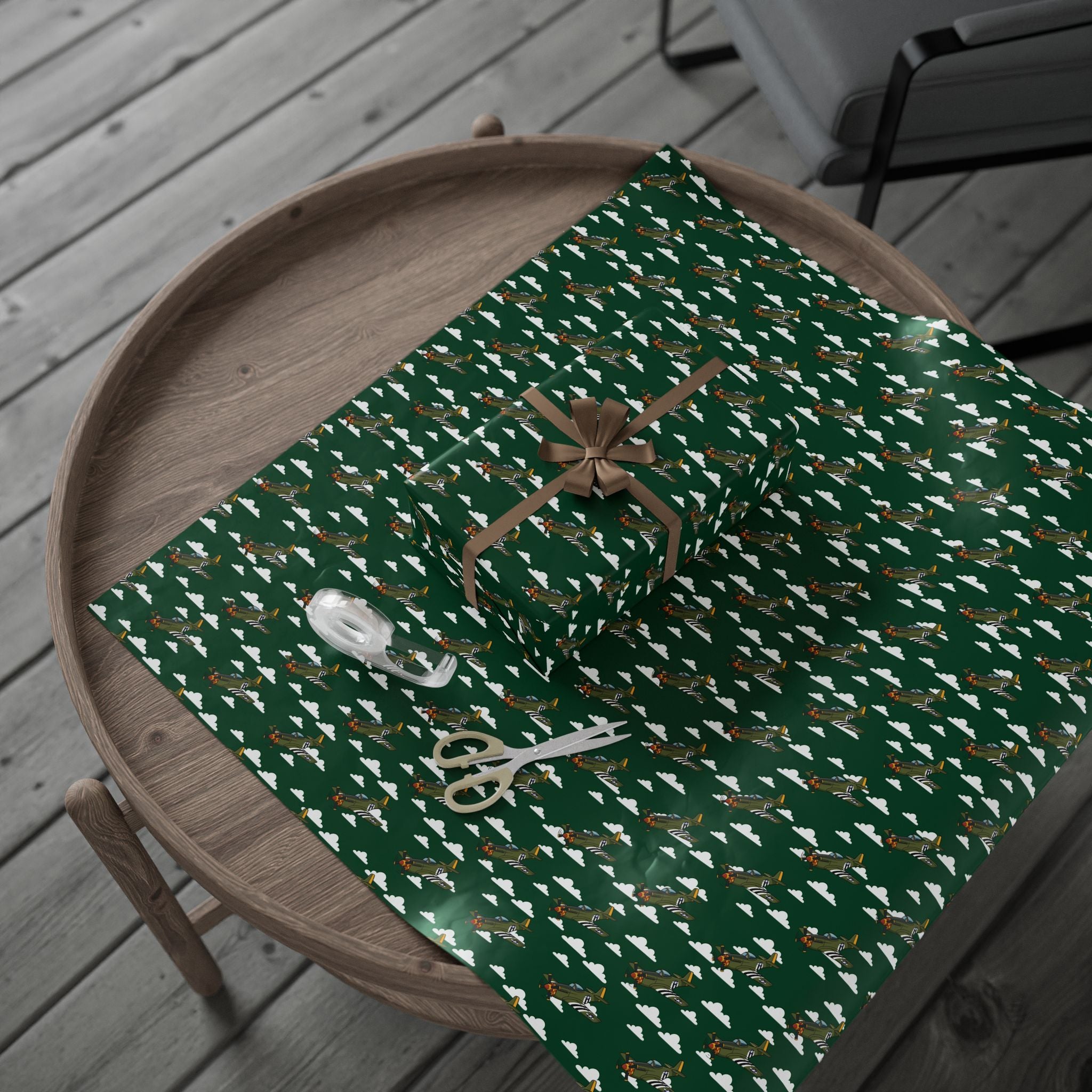 P-51 Mustang (Olive Drab) Wrapping Paper - Green - I Love a Hangar