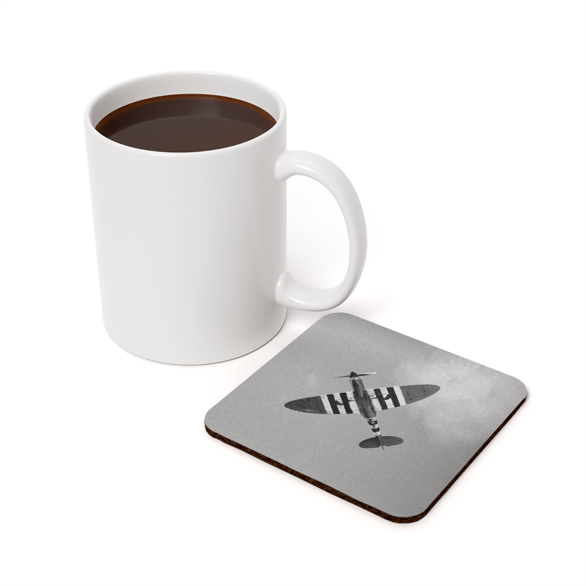 Spitfire From Below Cork Back Coaster - I Love a Hangar