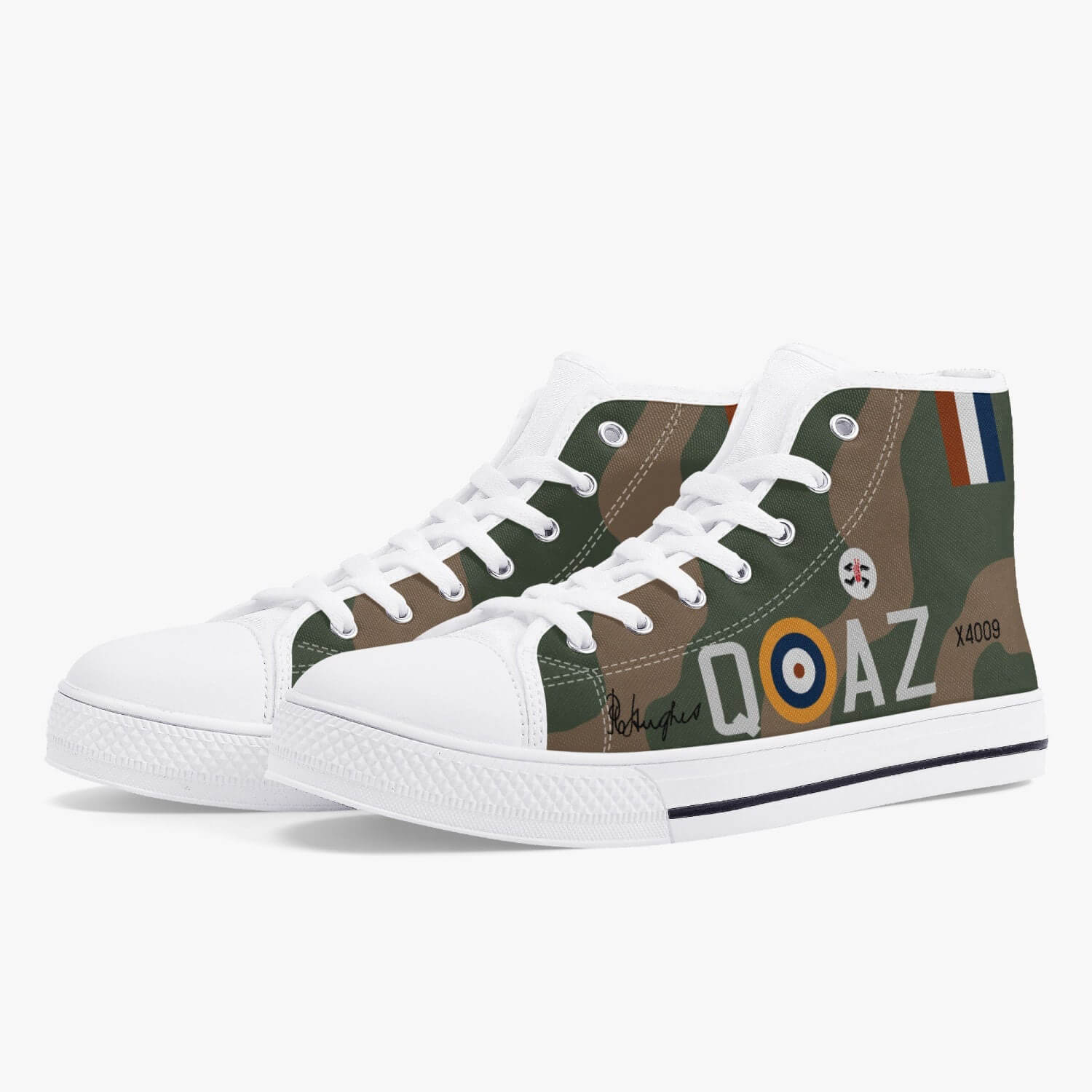 Spitfire "AZ-Q" of Pat Hughes Men's High Top Canvas Shoes - I Love a Hangar