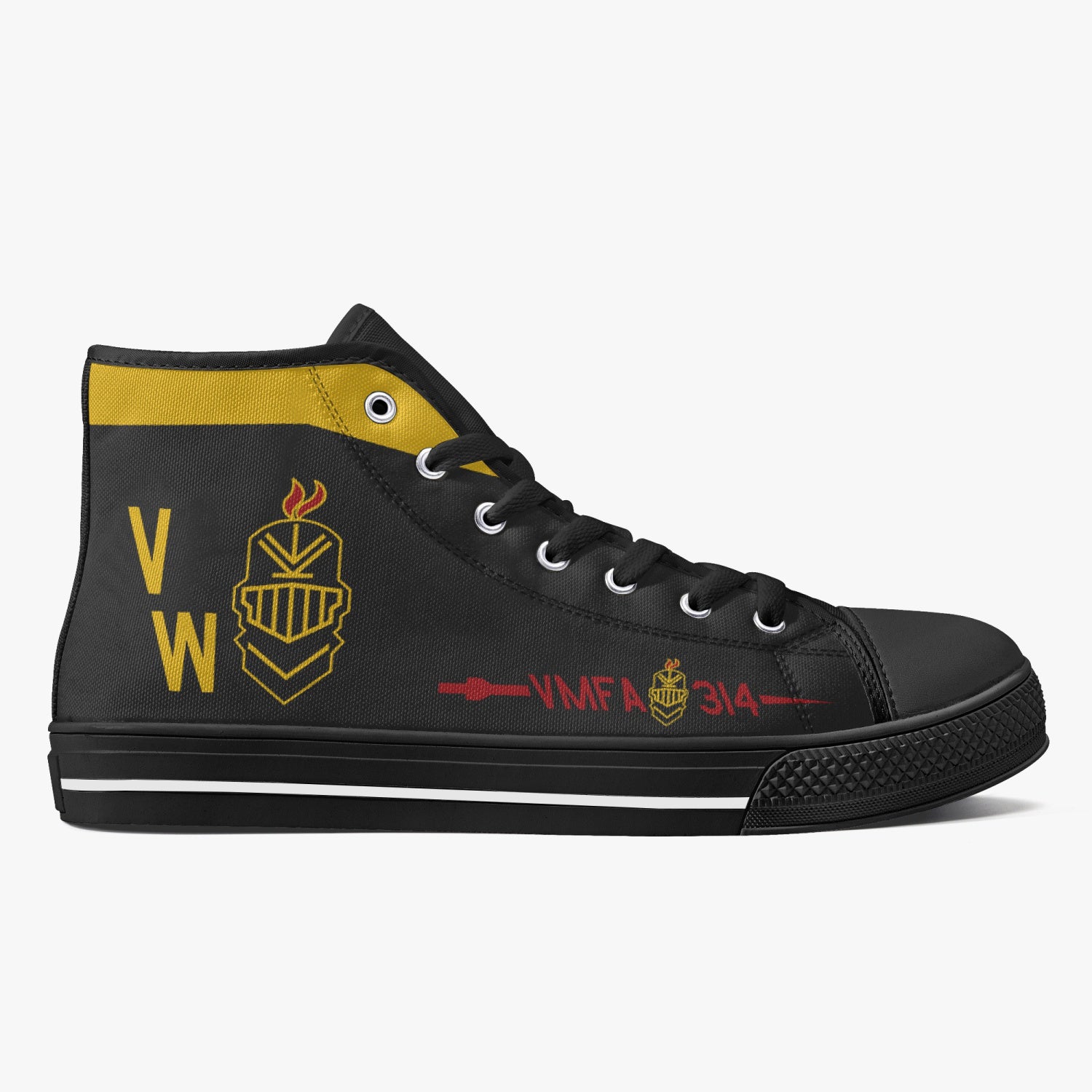 VMFA-314 "Black Knights" High Top Canvas Shoes - I Love a Hangar