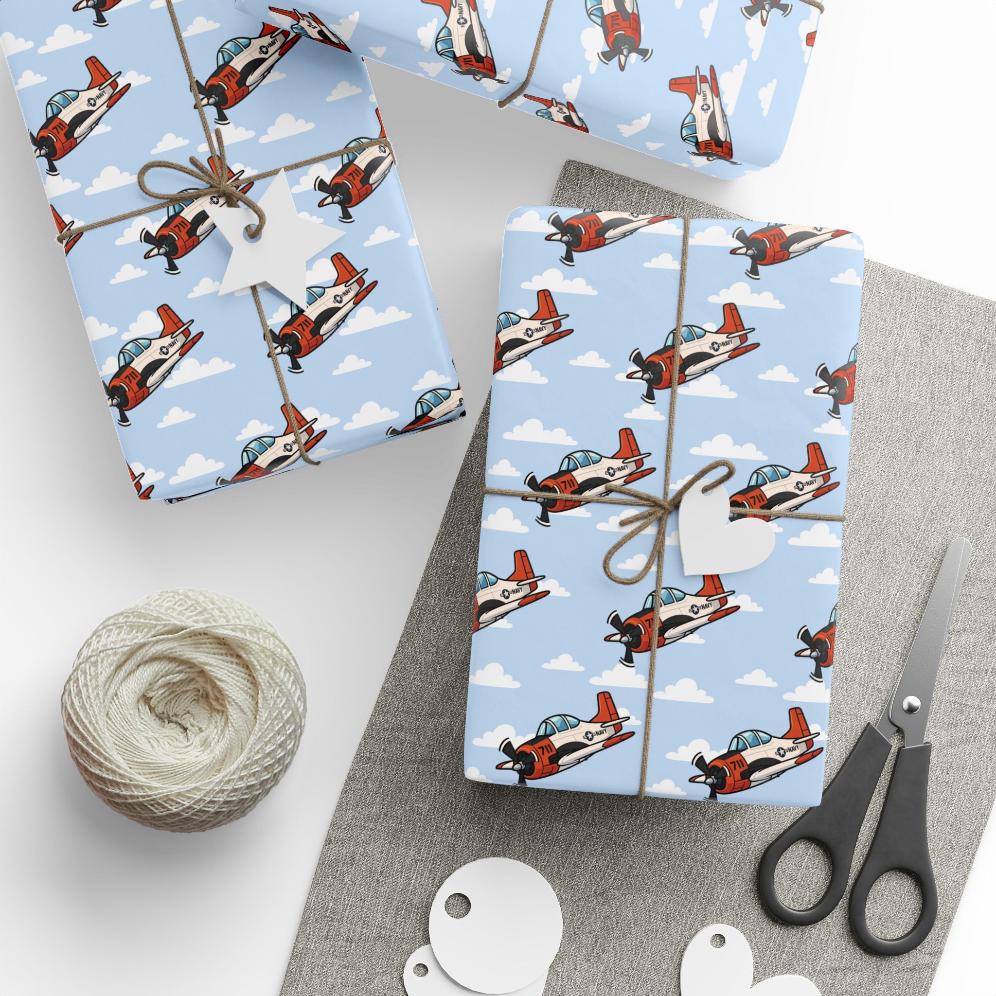 T-28 Trojan Wrapping Paper - Sky Blue