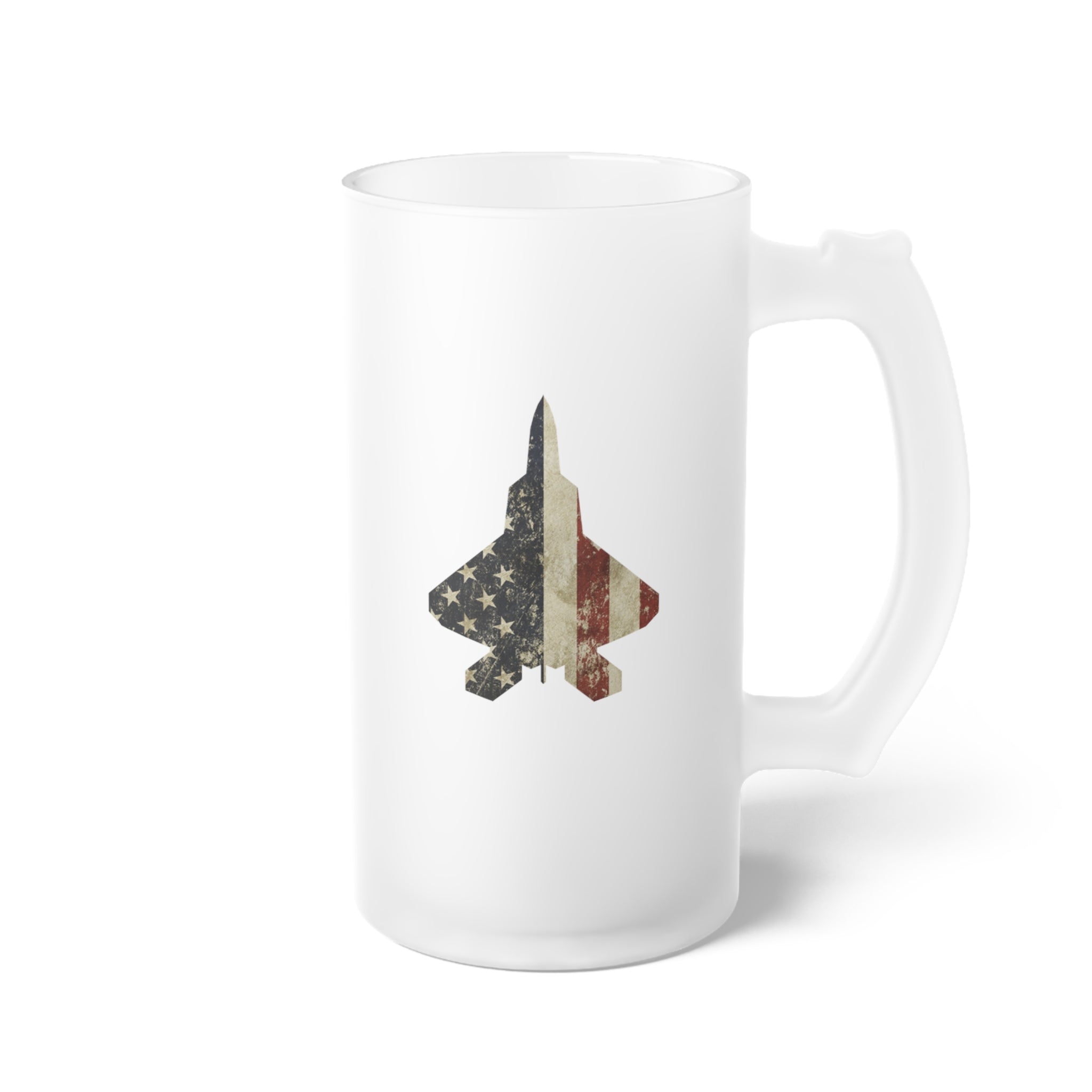 F-22 Raptor Frosted Glass 16oz (473ml) Beer Mug - I Love a Hangar