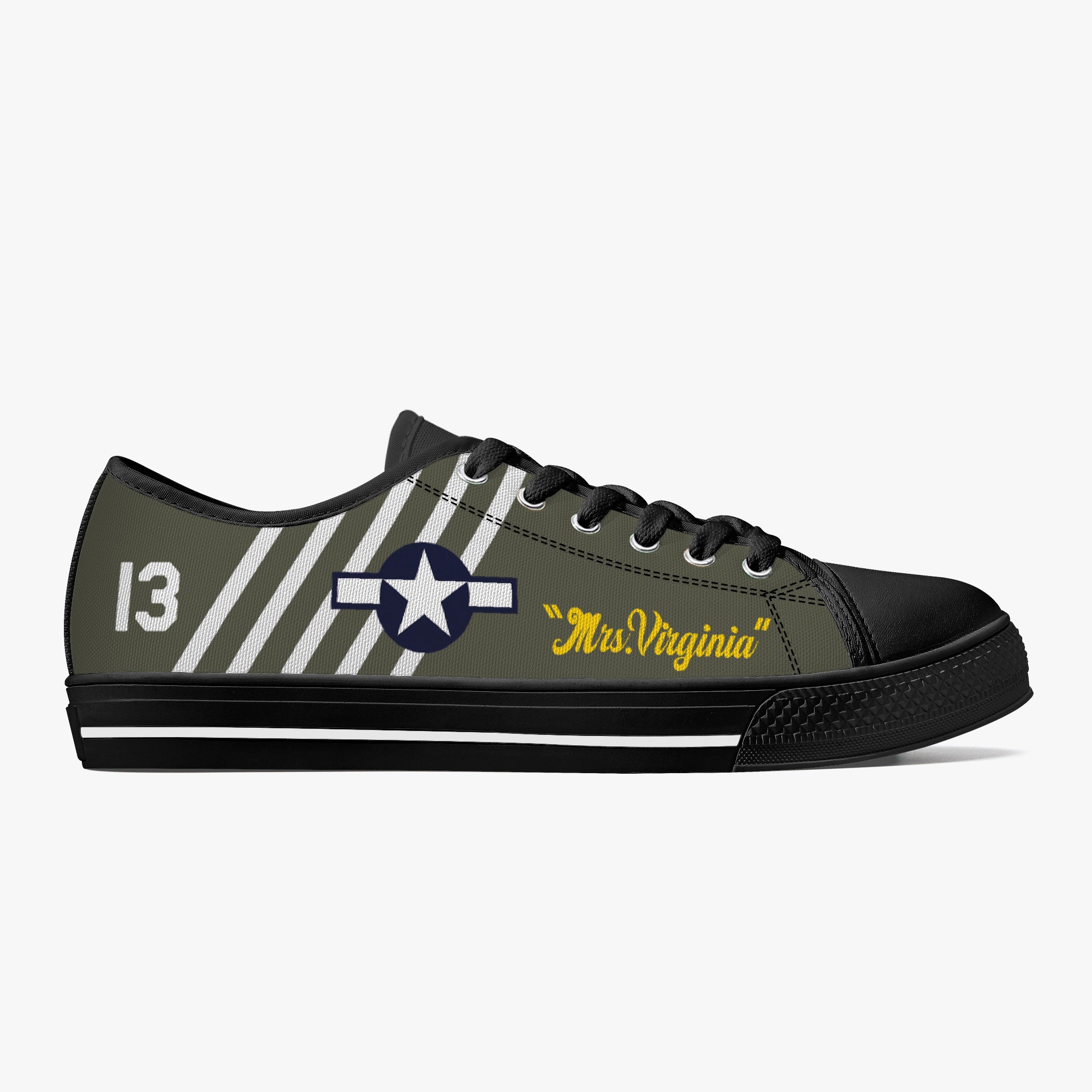 P-51 Mustang "Mrs Virginia" Low Top Canvas Shoes - I Love a Hangar