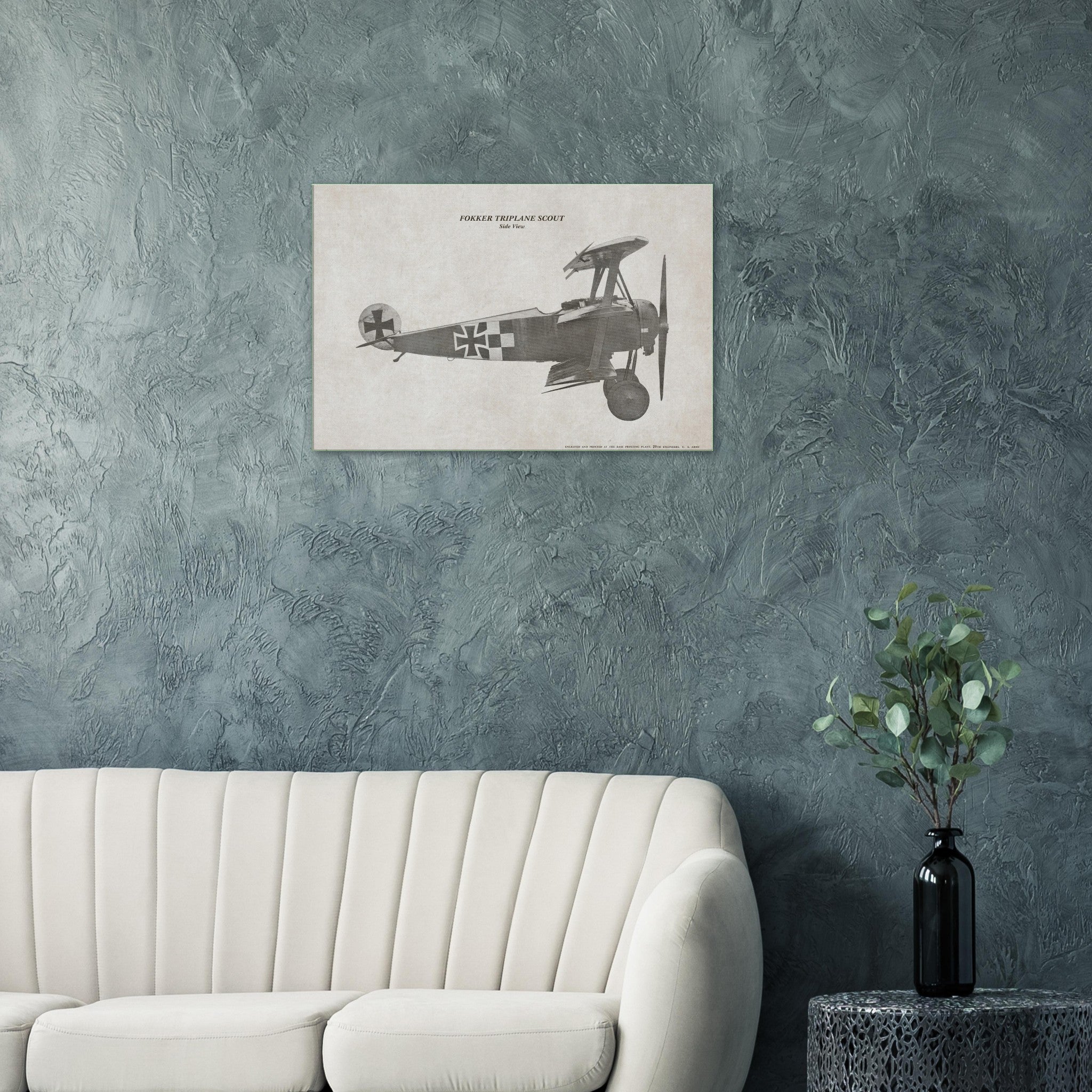 Fokker Triplane Scount Side View Canvas - I Love a Hangar