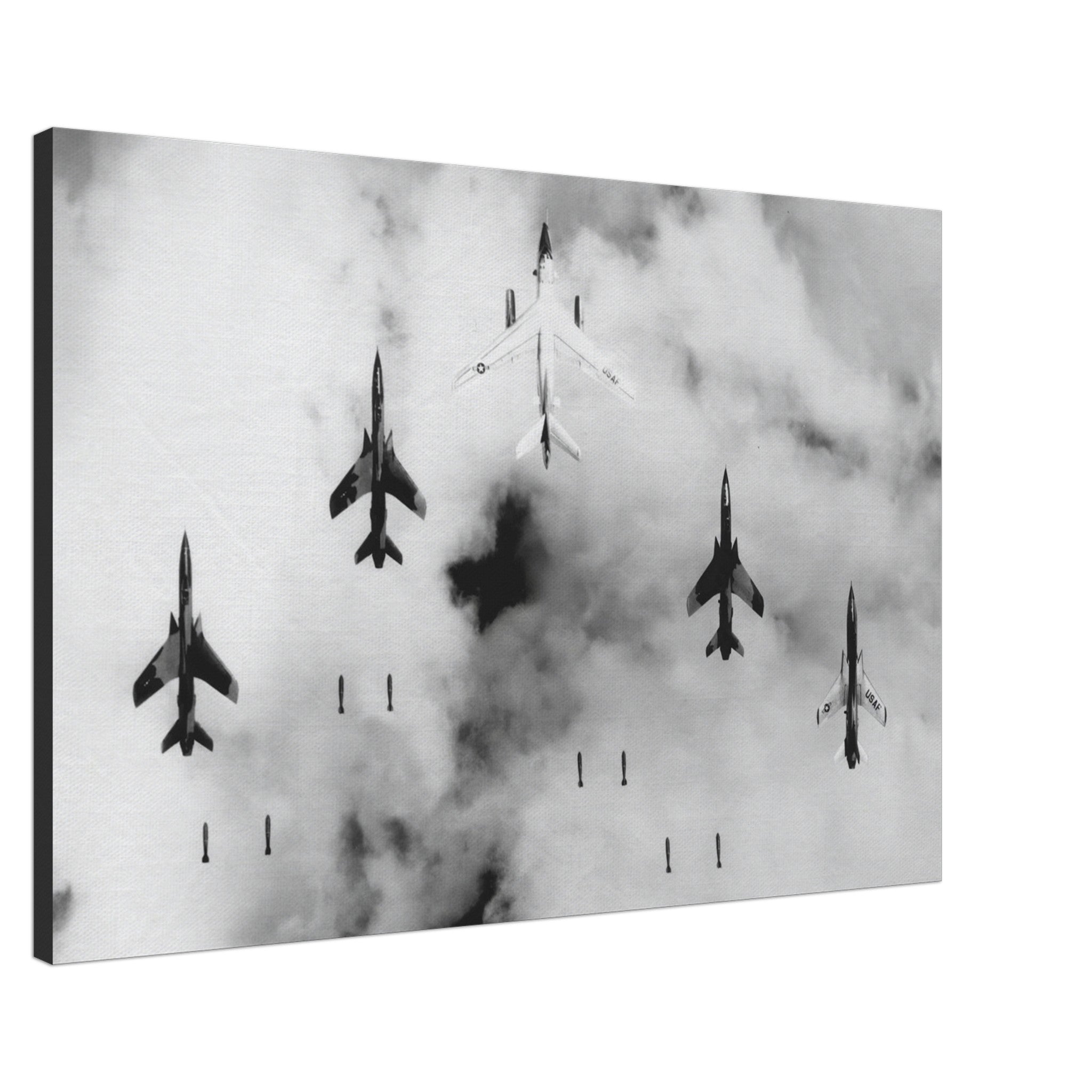 EB-66 "Destroyer" with F-105 "Thunderchiefs" on Mission over North Vietnam on Canvas - I Love a Hangar