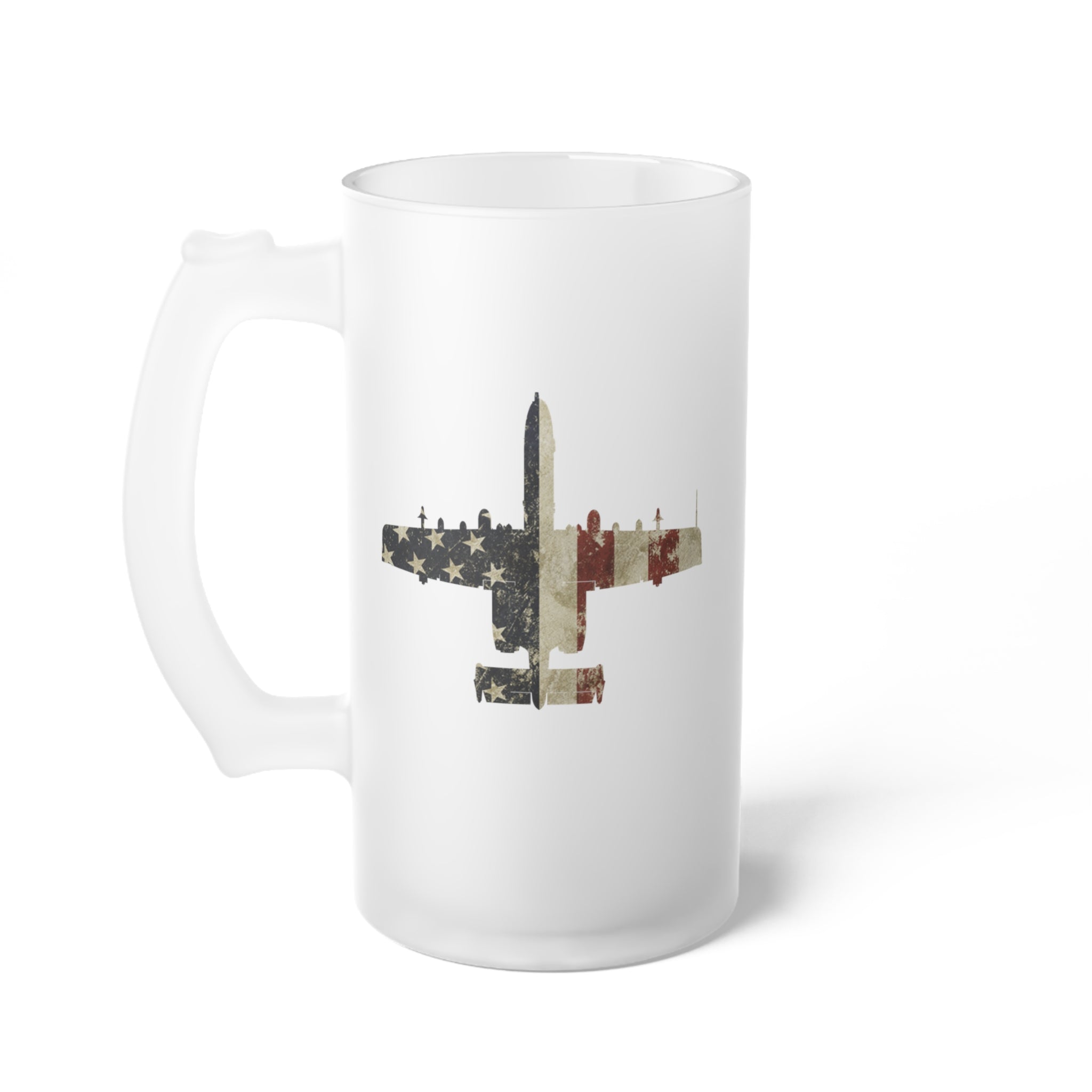 A-10 Thunderbolt II Frosted Glass 16oz (473ml) Beer Mug - I Love a Hangar