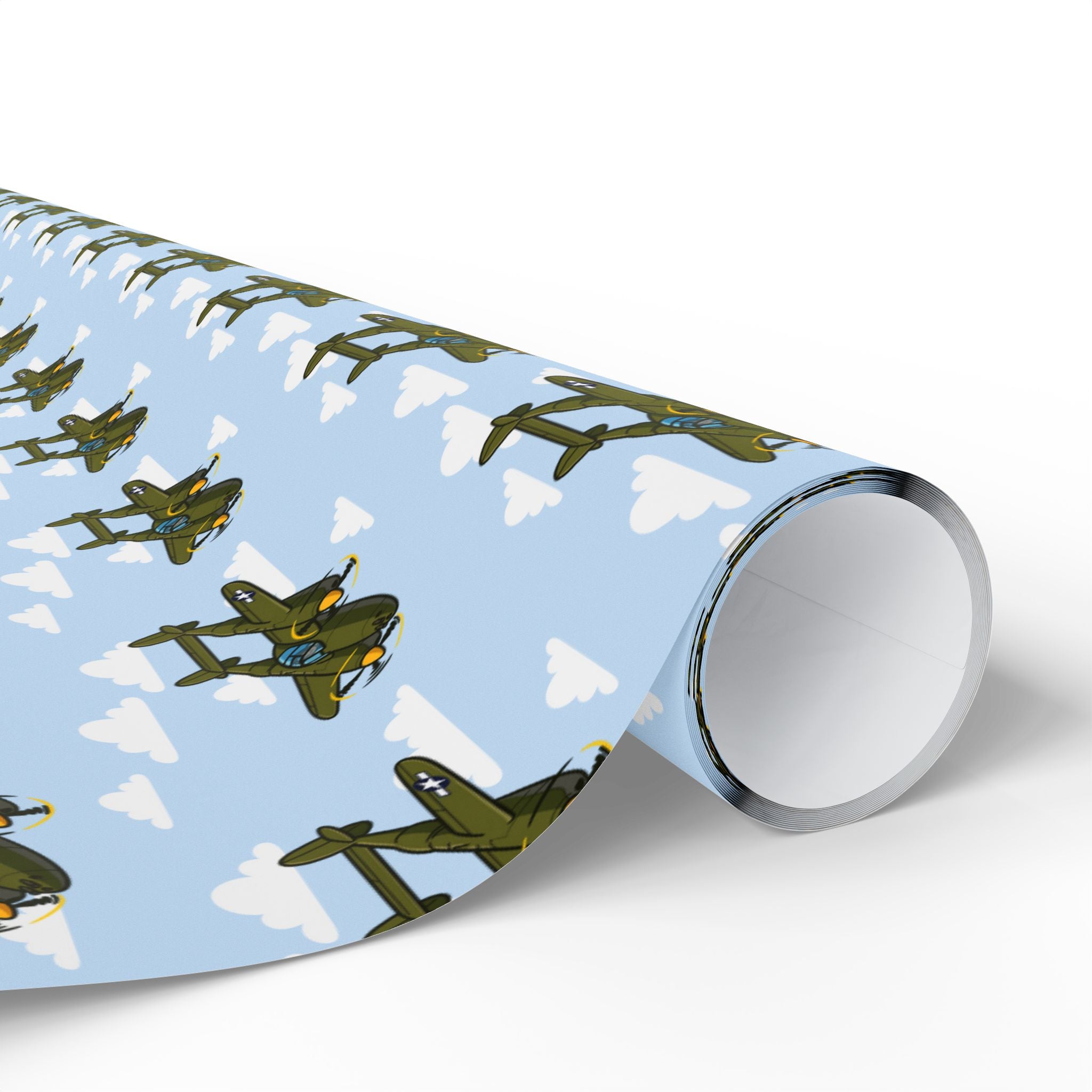 P-38 Lightning Wrapping Paper - Sky Blue - I Love a Hangar