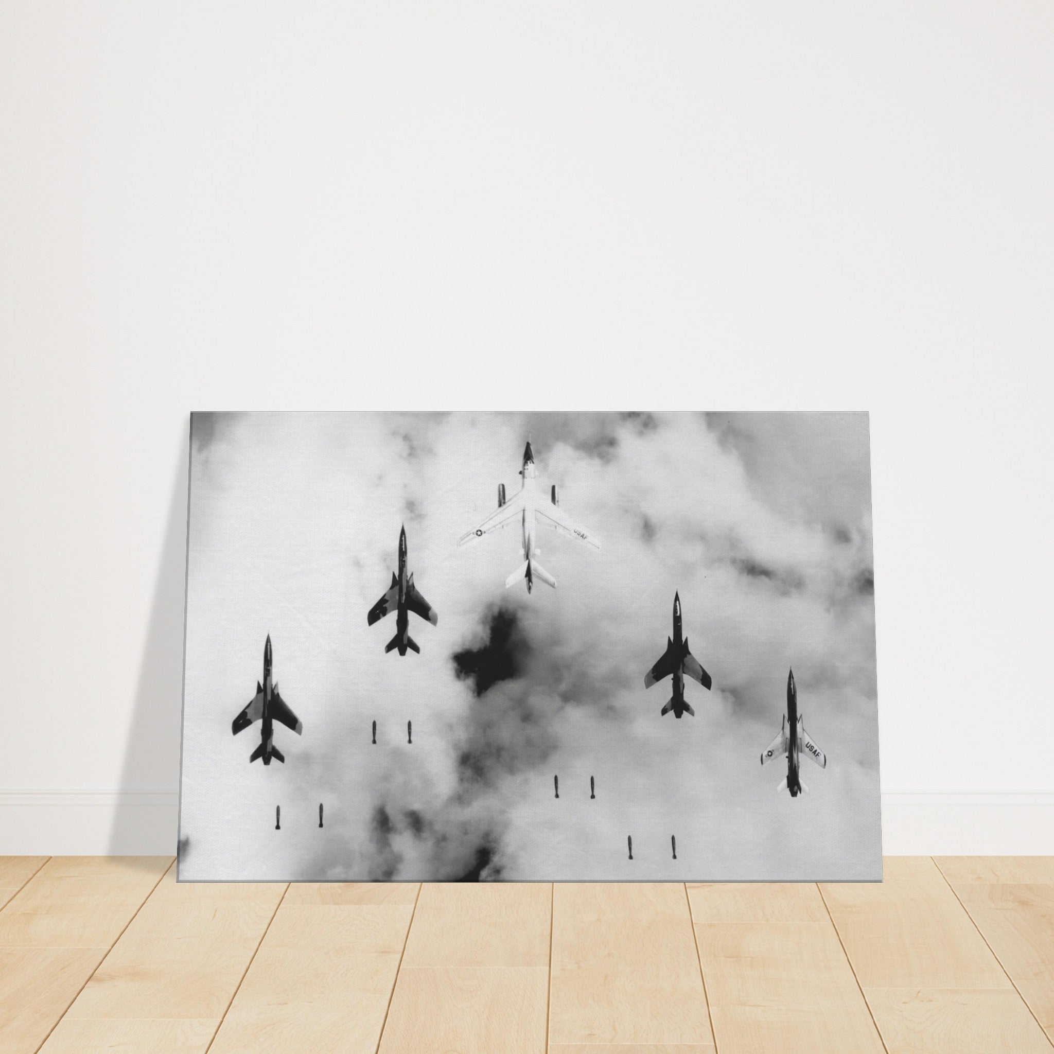EB-66 "Destroyer" with F-105 "Thunderchiefs" on Mission over North Vietnam on Canvas - I Love a Hangar