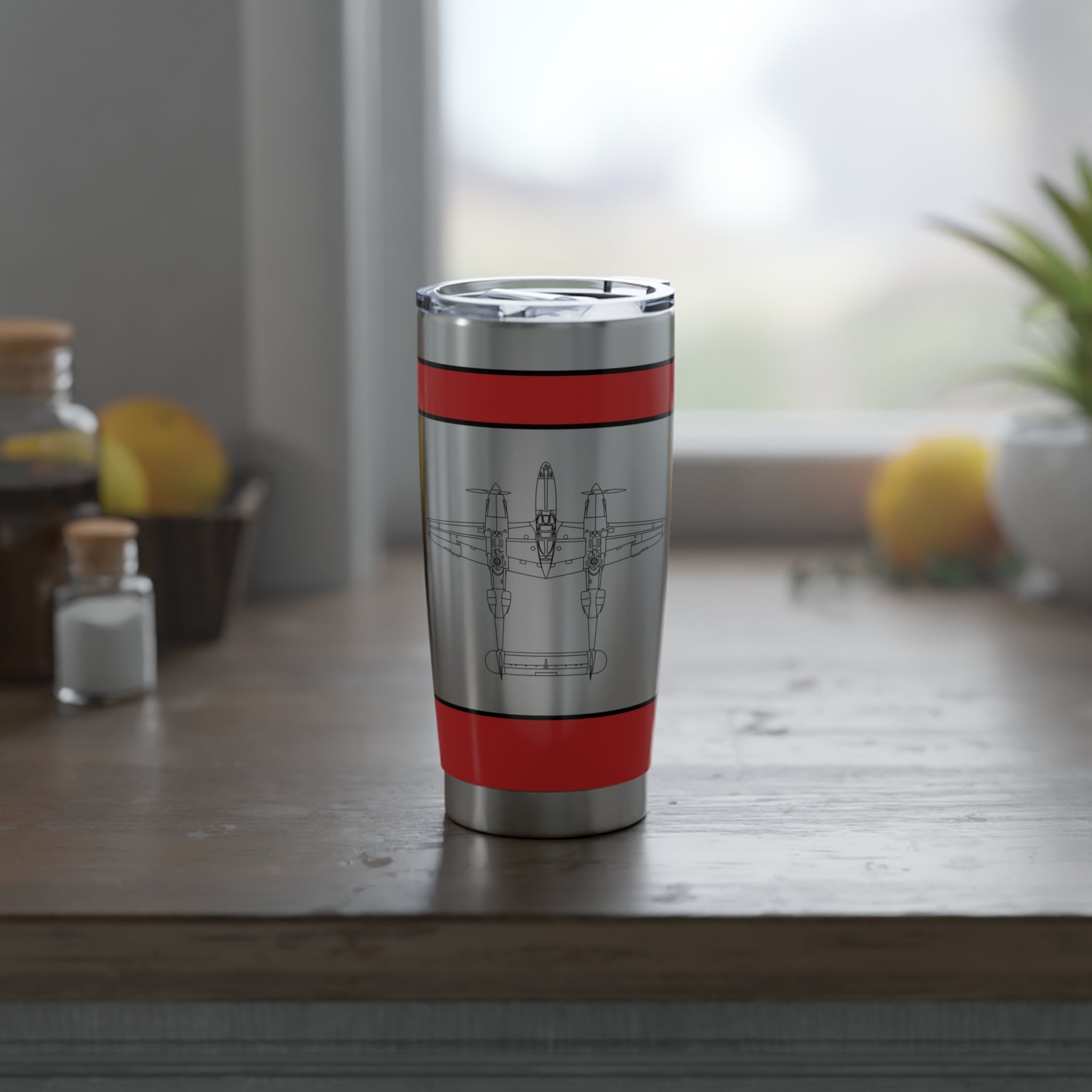 P-38 "Pudgy (V)" Inspired 20oz (590ml) Stainless Steel Tumbler - I Love a Hangar