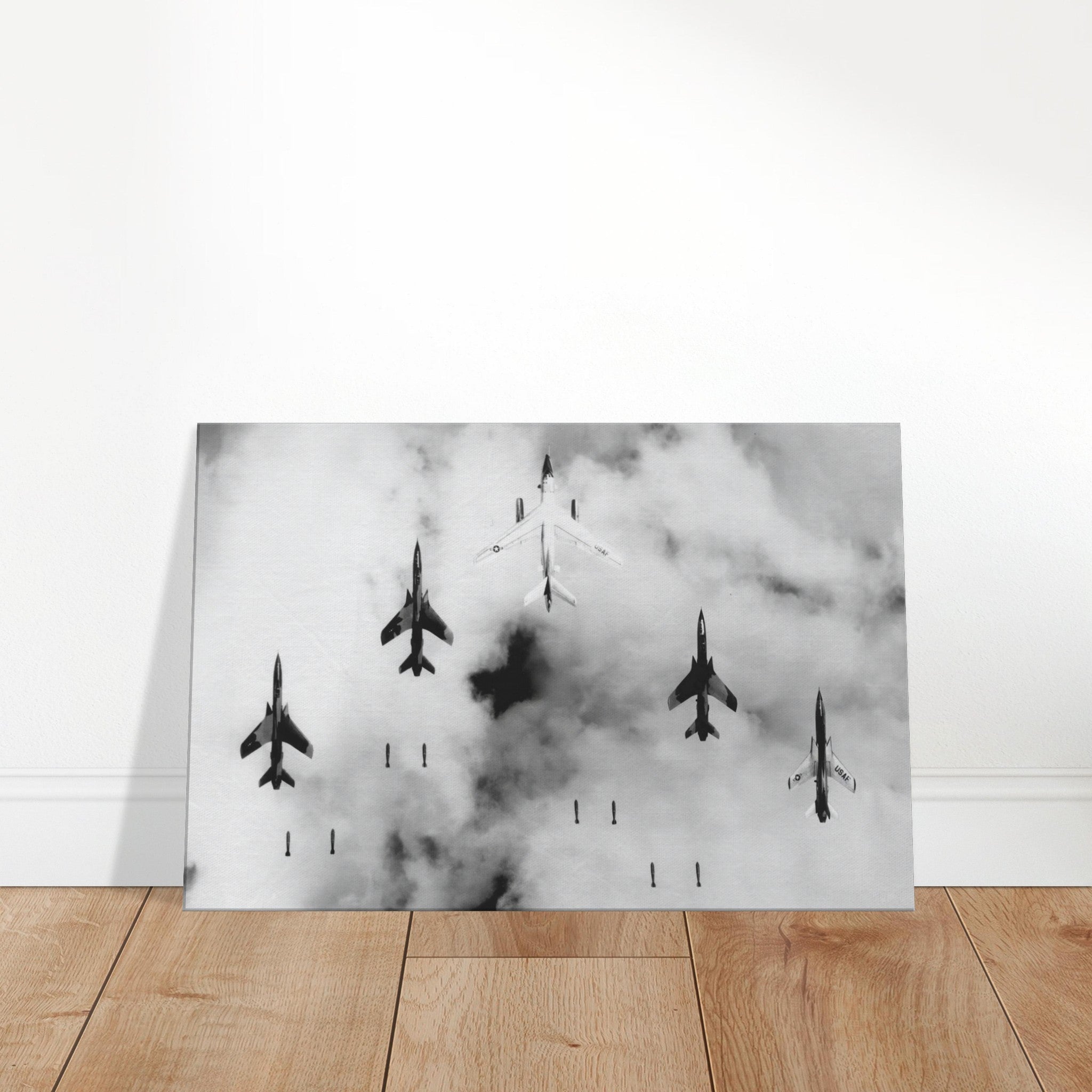 EB-66 "Destroyer" with F-105 "Thunderchiefs" on Mission over North Vietnam on Canvas - I Love a Hangar