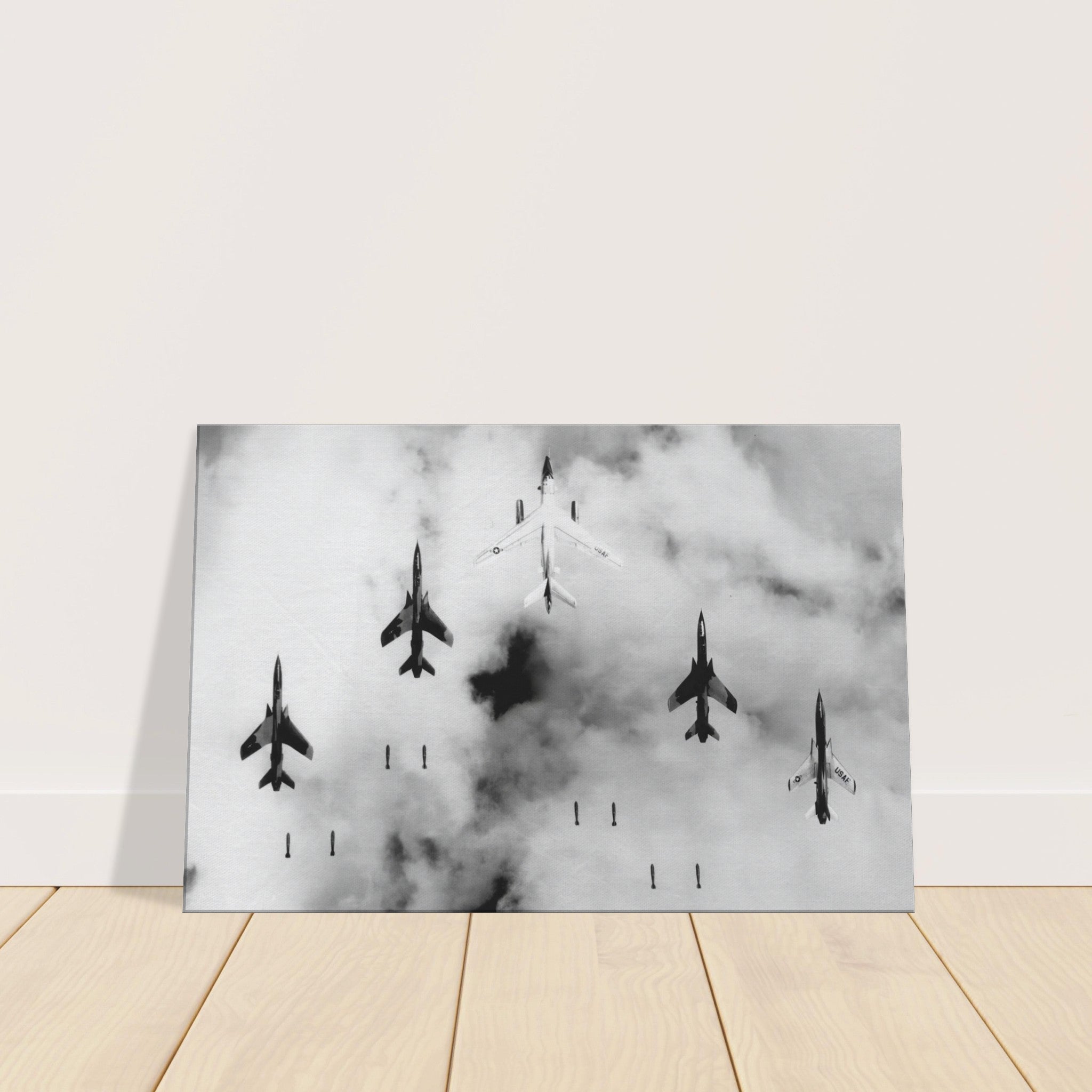 EB-66 "Destroyer" with F-105 "Thunderchiefs" on Mission over North Vietnam on Canvas - I Love a Hangar