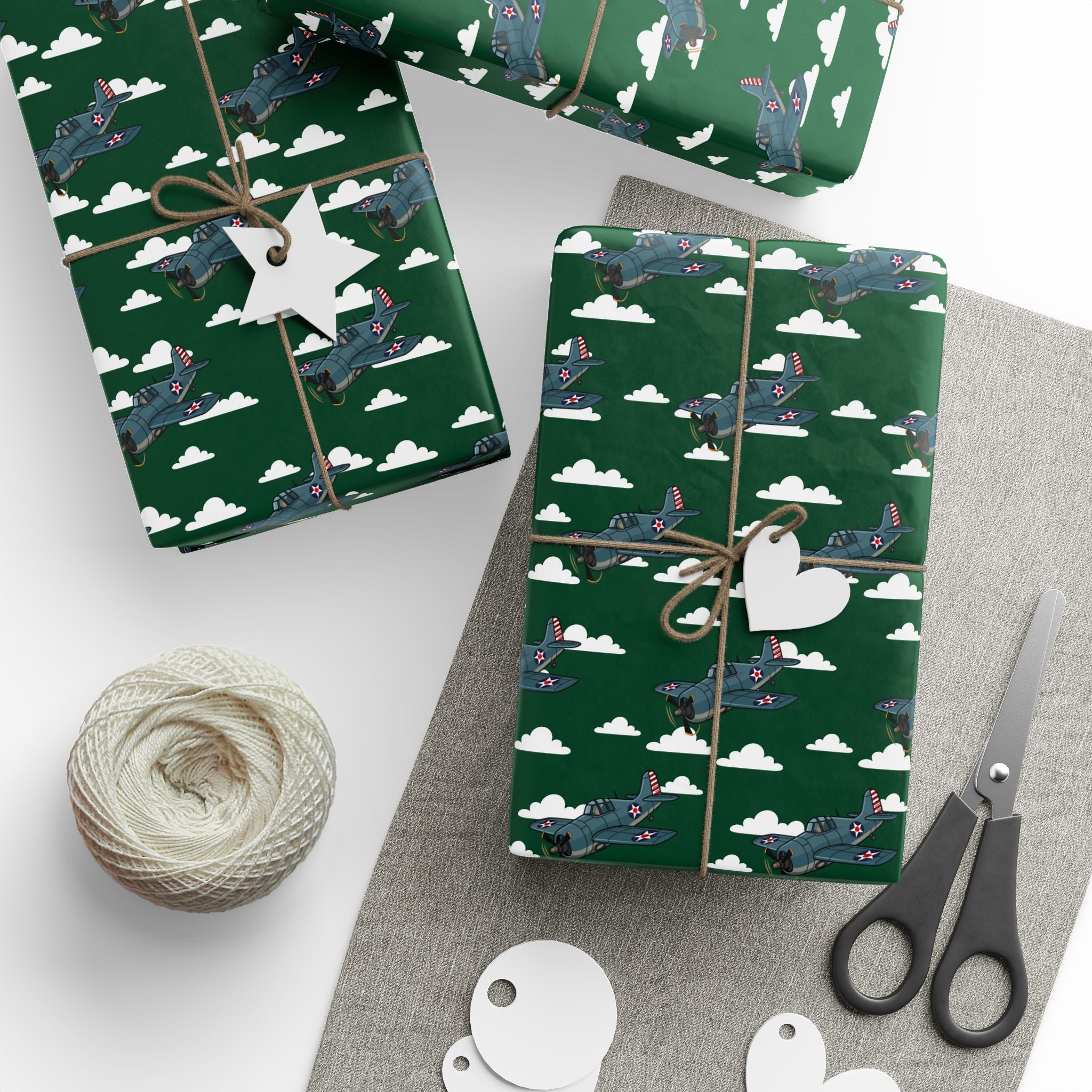 F4F Wildcat Wrapping Paper - Green - I Love a Hangar