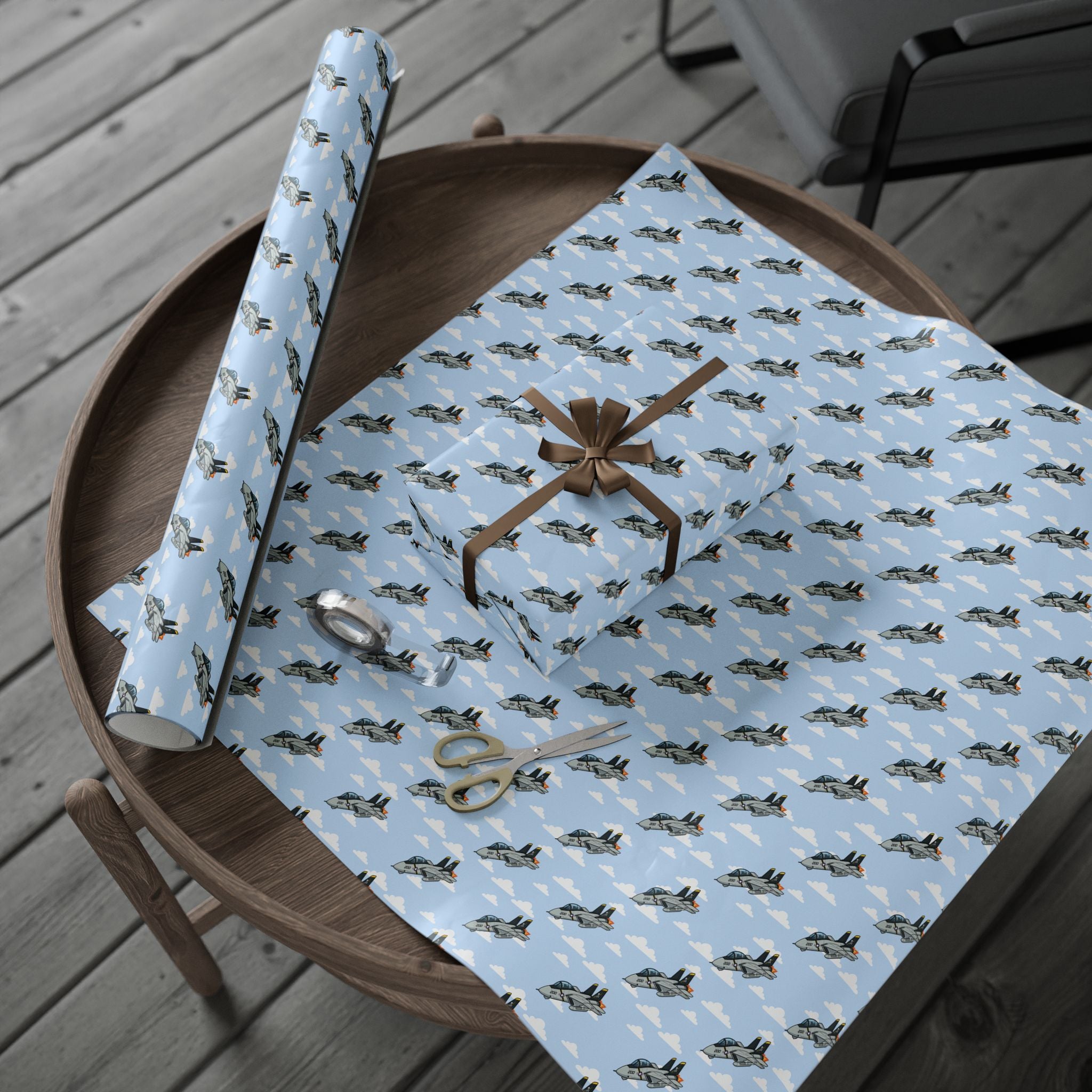 F-14 Tomcat Wrapping Paper - Sky Blue - I Love a Hangar