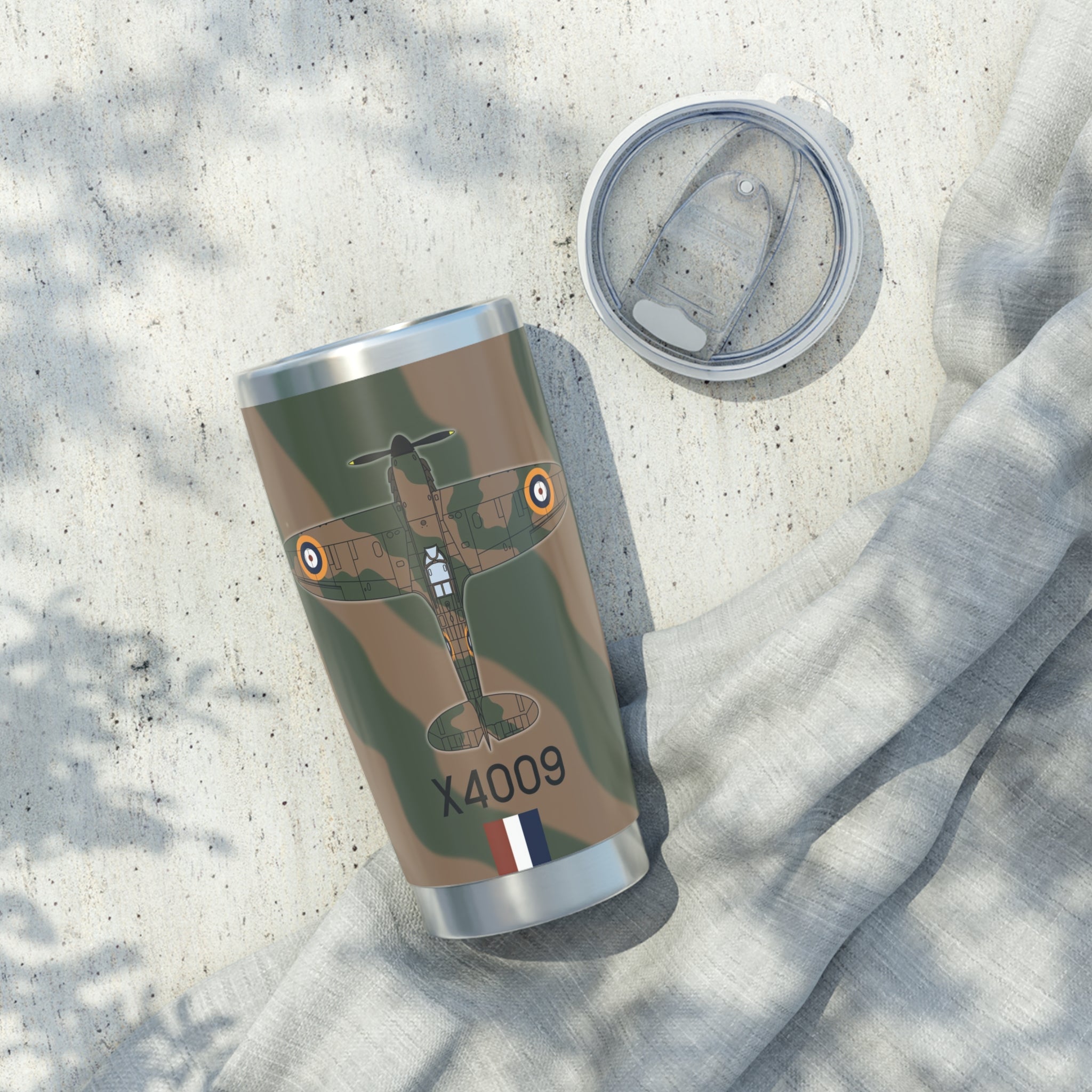 Spitfire "AZ-Q" of Pat Hughes  20oz (590ml) Stainless Steel Tumbler - I Love a Hangar