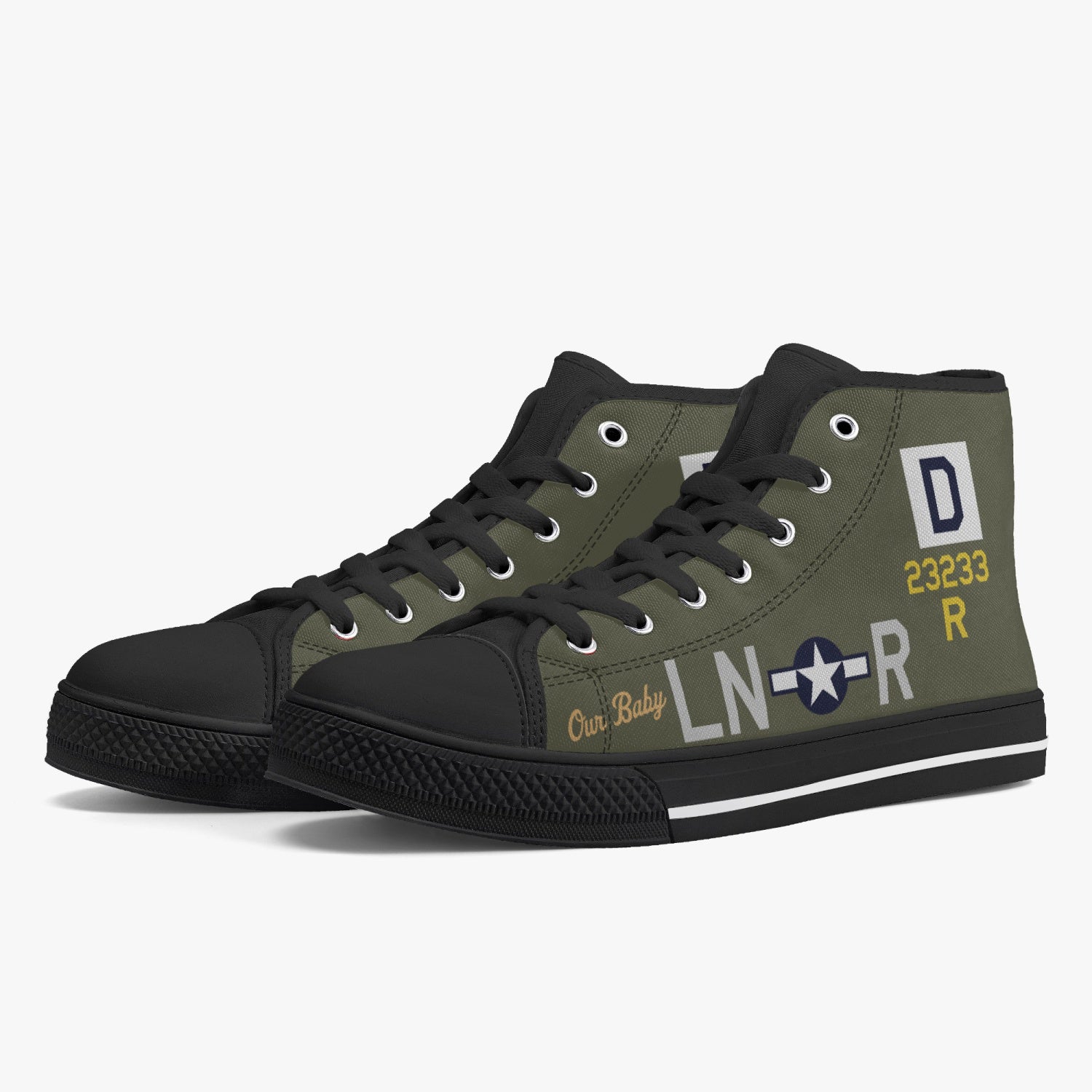 B-17 "LN-R" (23233) Women's High Top Canvas Shoes - I Love a Hangar